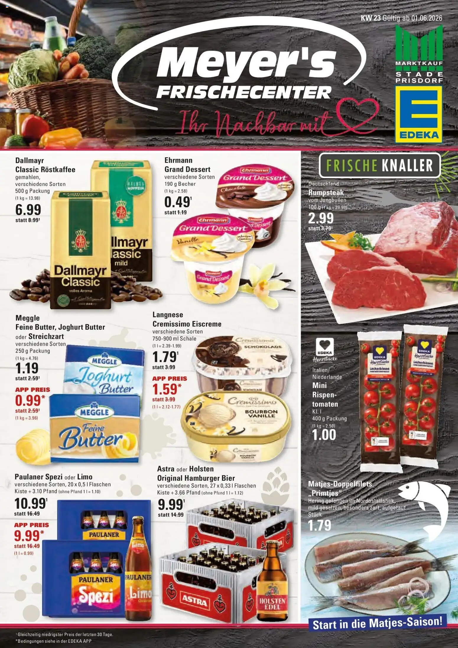 Edeka prospekt Stade – gültig ab 01.06.2026 | Seite: 1 | Produkte: Langnese, Langnese cremissimo, Holsten, Steak