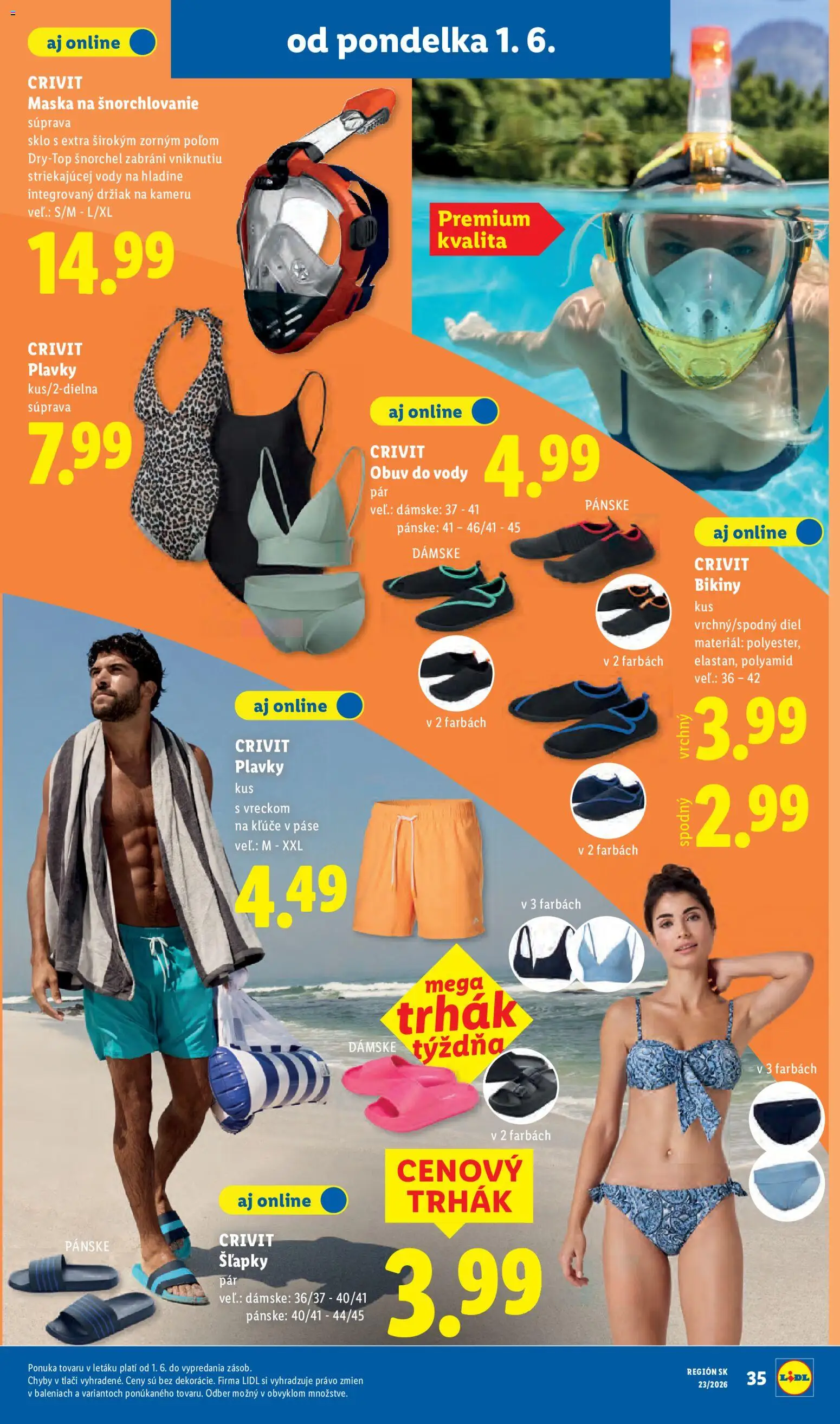 Nové Lidl akcie – leták je platný od 01.06.2026 | Strana: 49 | Produkty: Maska, Plavky, Šľapky