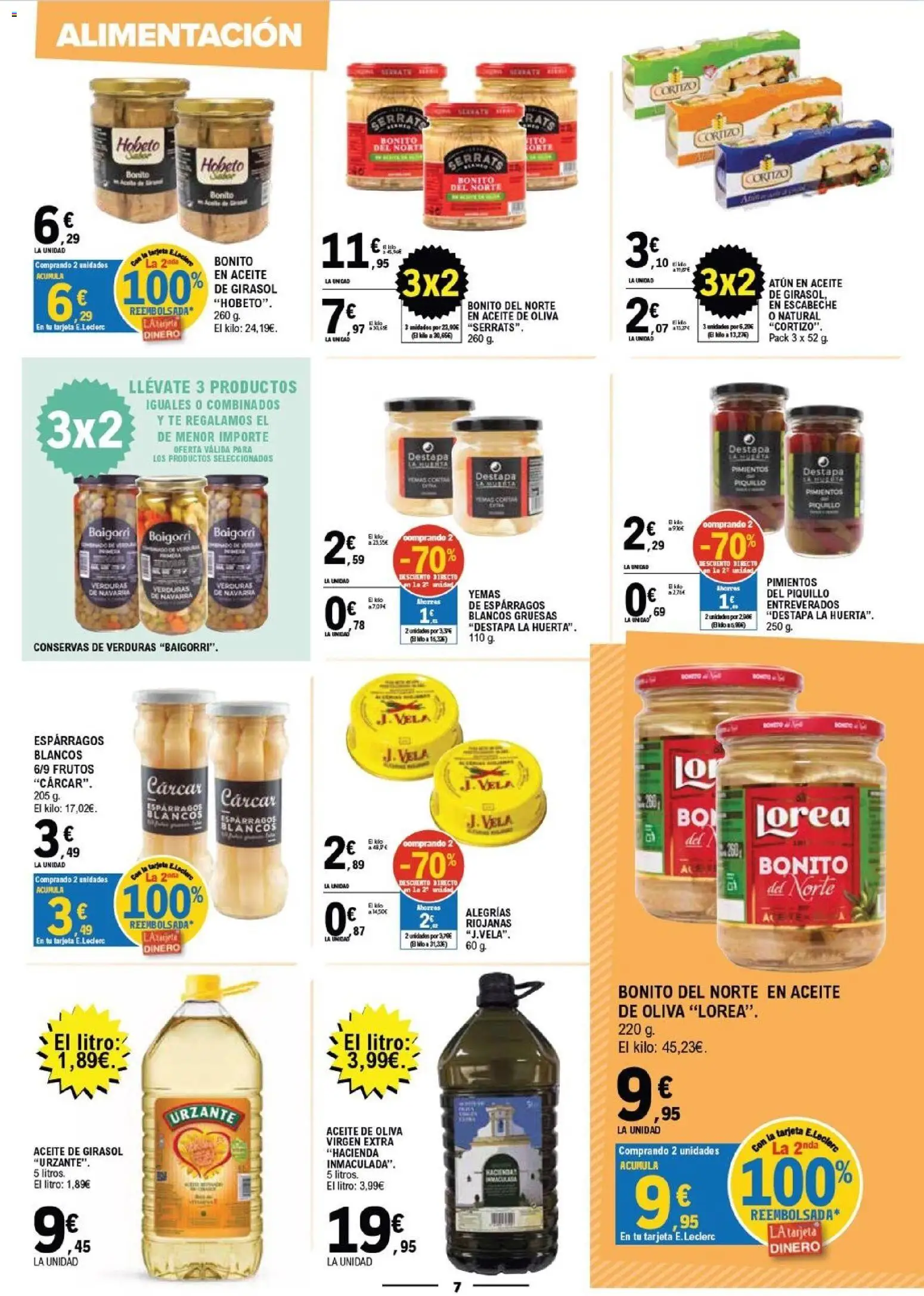 E.Leclerc Vitoria │ válido desde el 19/08/2026 | Página: 7 | Productos: Té, Aceite de oliva, Aceite de girasol, Vela