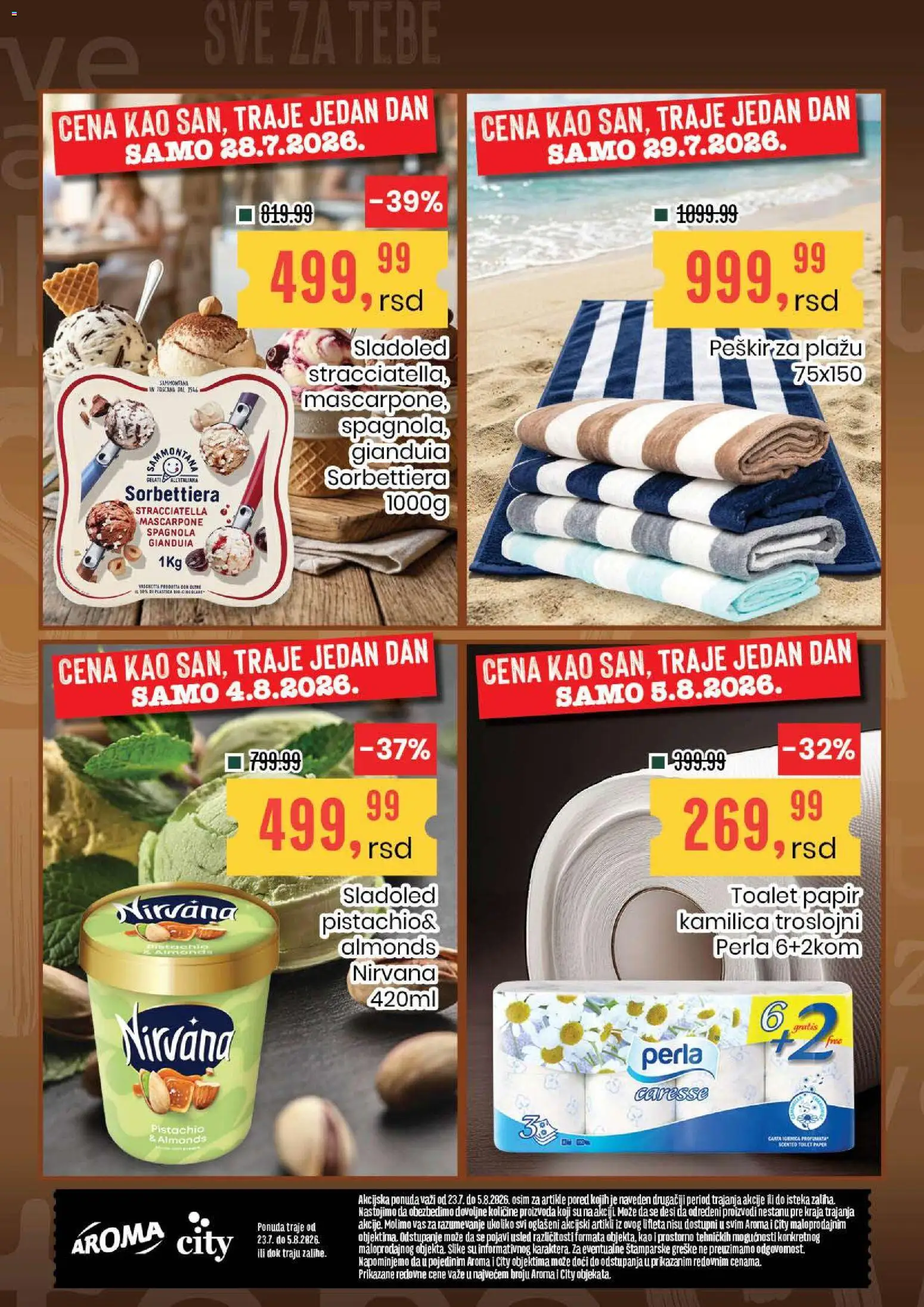 Aroma Market katalog - važi od 23.07.2026 | Strana: 22 | Proizvode: Toalet papir, Sladoled, Peškir, Mascarpone