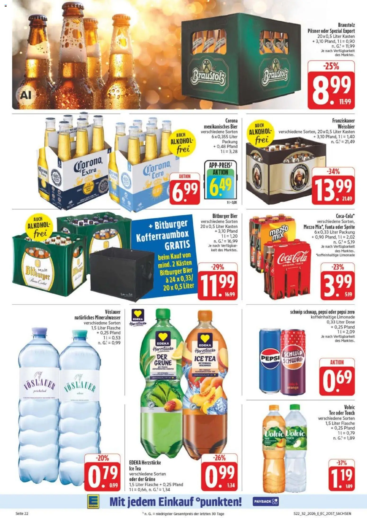 Edeka Prospekt Leipzig – gültig ab 03.08.2026 | Seite: 30 | Produkte: Volvic tee, Mineralwasser, Pepsi, Volvic