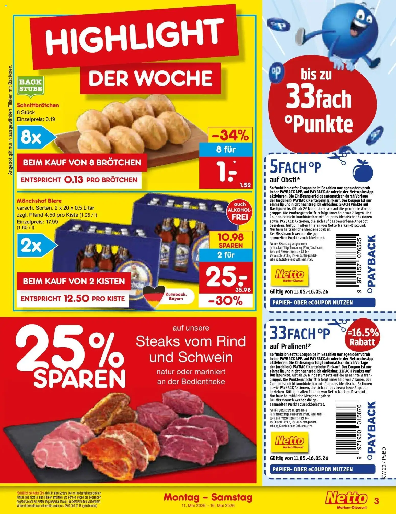 Netto Marken-Discount Prospekt Selb	 – gültig ab 10.05.2026 | Seite: 3 | Produkte: Monchshof, Obst