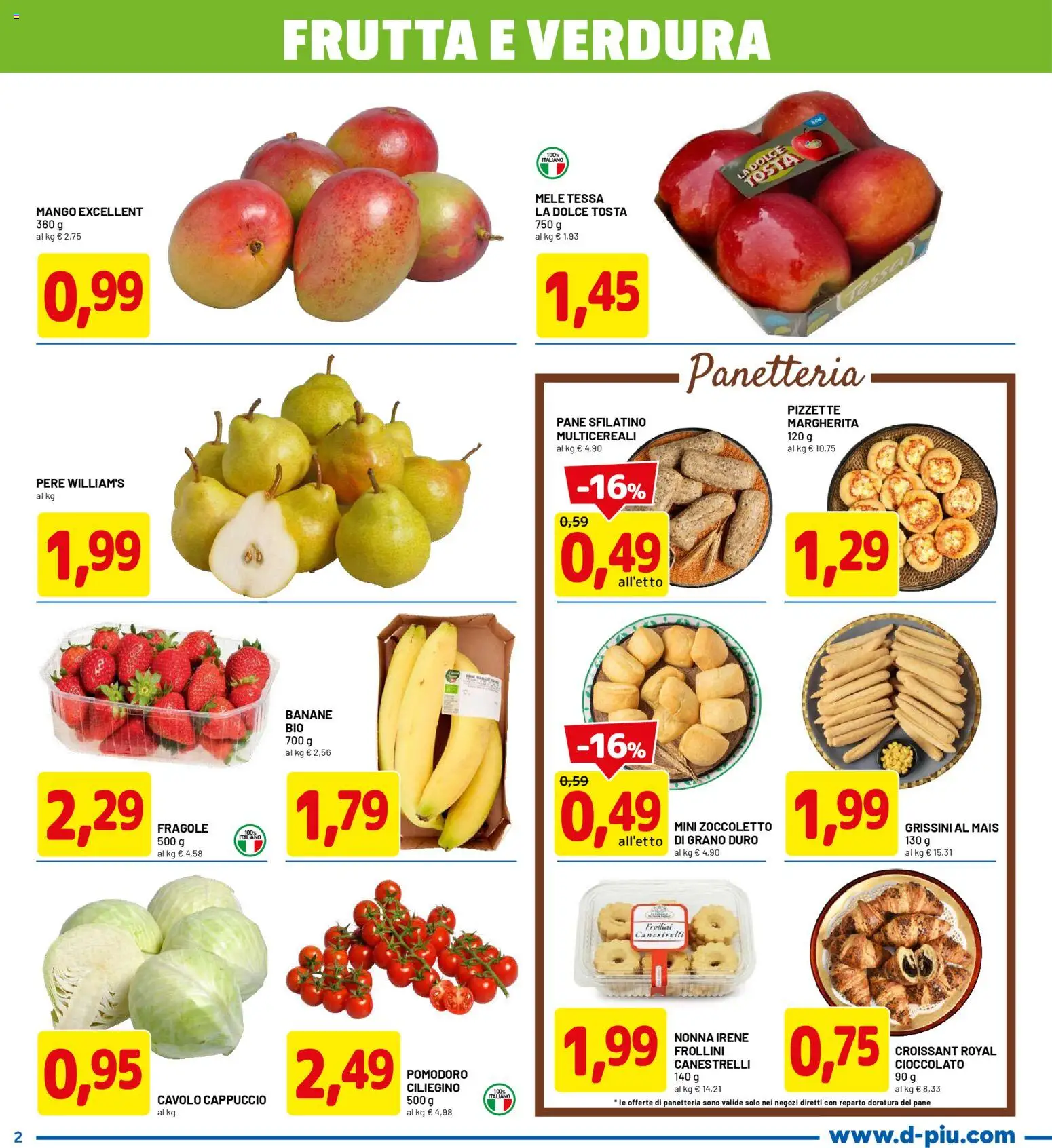 Volantino D Più del 30.04.2026 | Pagina: 2 | Prodotti: Cioccolato, Mele, Fragole, Croissant