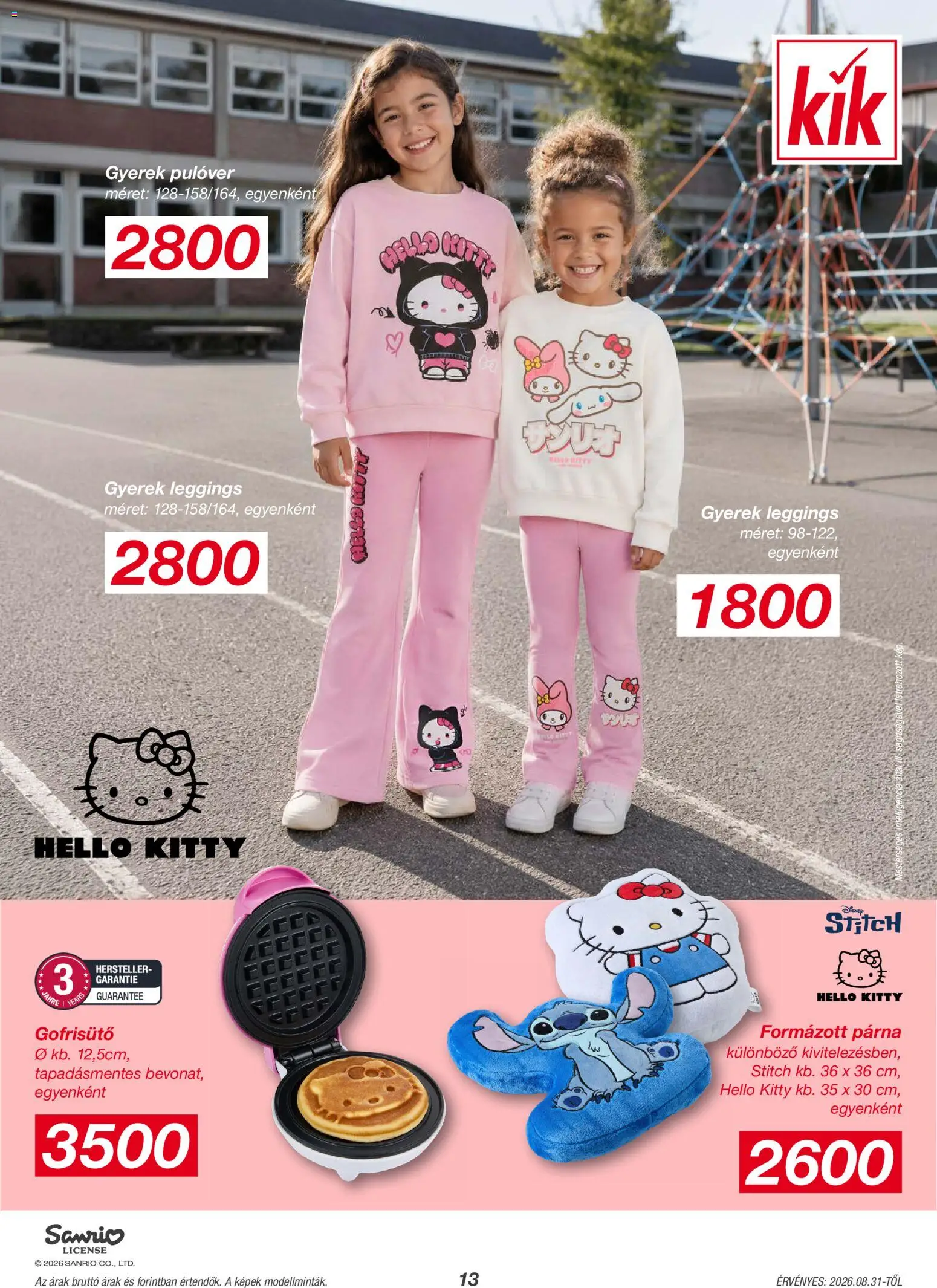 Kik akciós ujság - amely érvényes a következő dátumtól: 2026.08.31. | Oldal: 13 | Termékek: Gofrisütő, Párna, Pulóver, Leggings