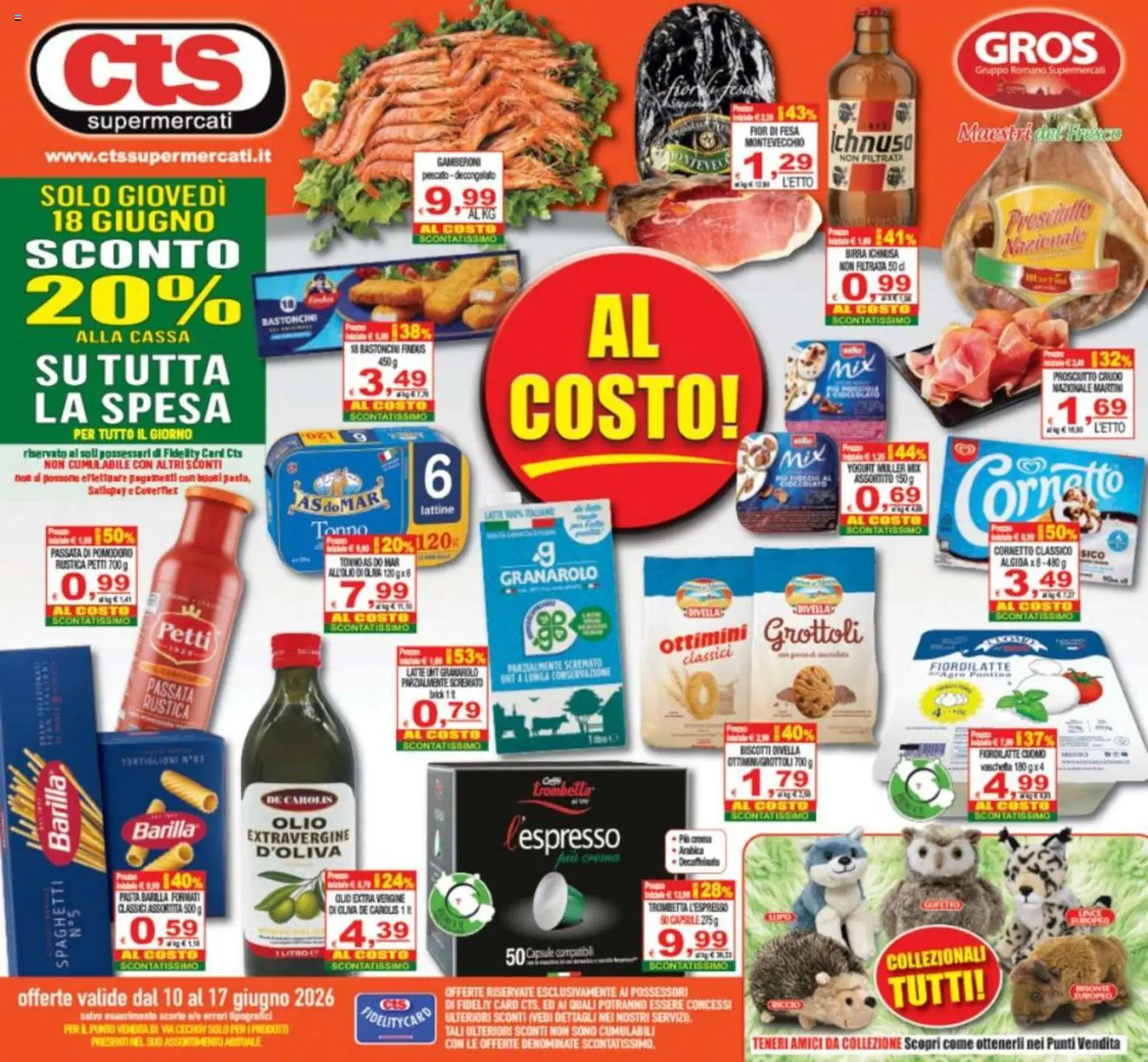 Volantino CTS del 10.06.2026 | Pagina: 1 | Prodotti: Prosciutto Crudo, Cornetto, Passata di pomodoro, Tonno