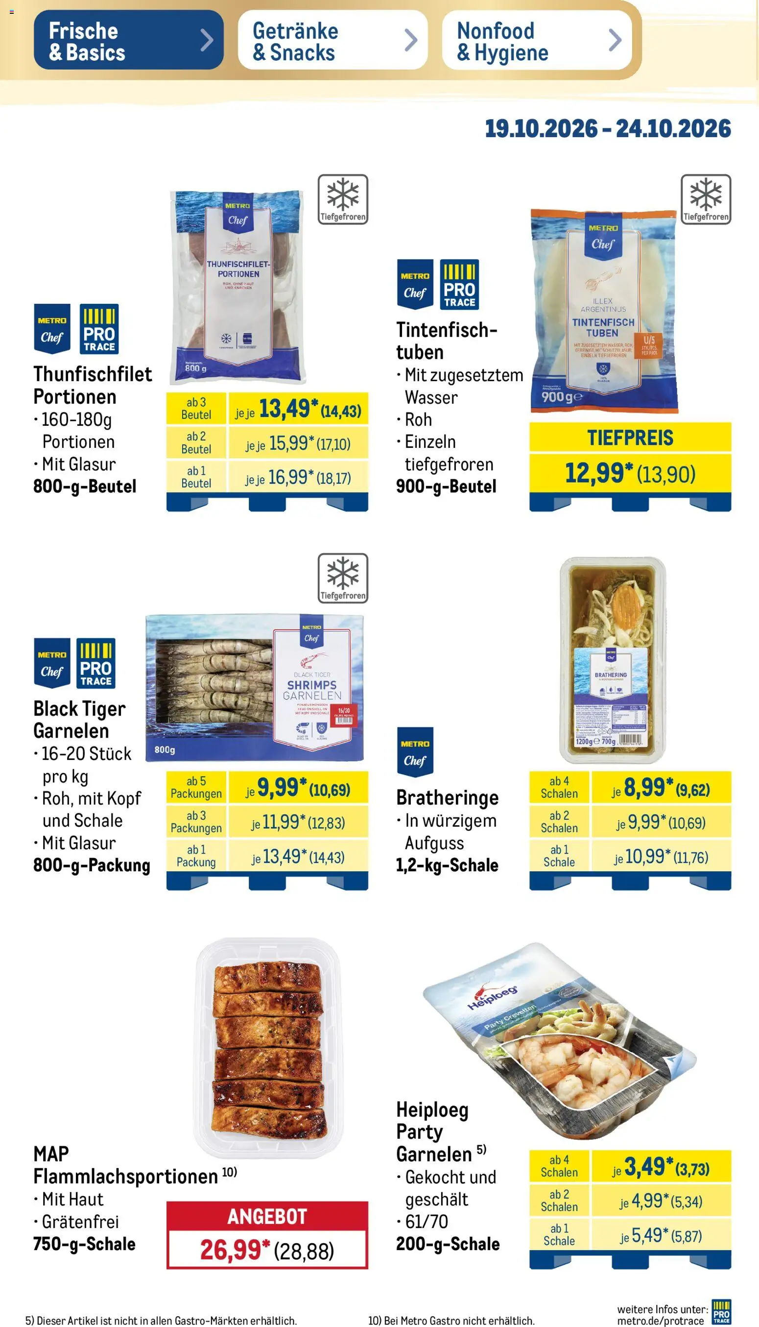 Metro NonFood-Angebote – gültig ab 19.10.2026 | Seite: 37 | Produkte: Garnelen, Tintenfisch, Wasser, Tiger garnelen
