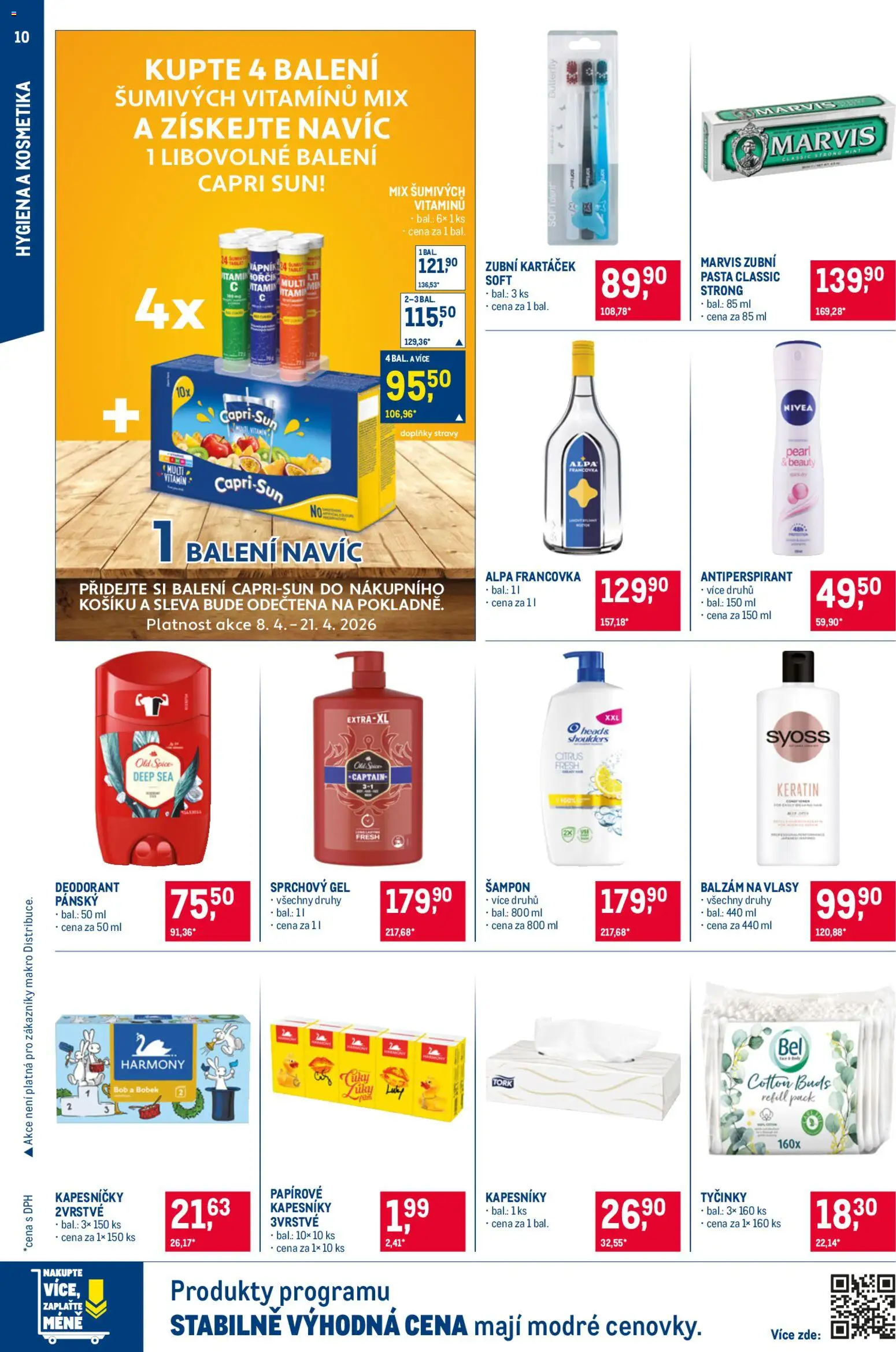 Makro leták - Nepotravinové zboží od 08.04.2026 | Strana: 10 | Produkty: Syoss, Balzám na vlasy, Tyčinky, Alpa
