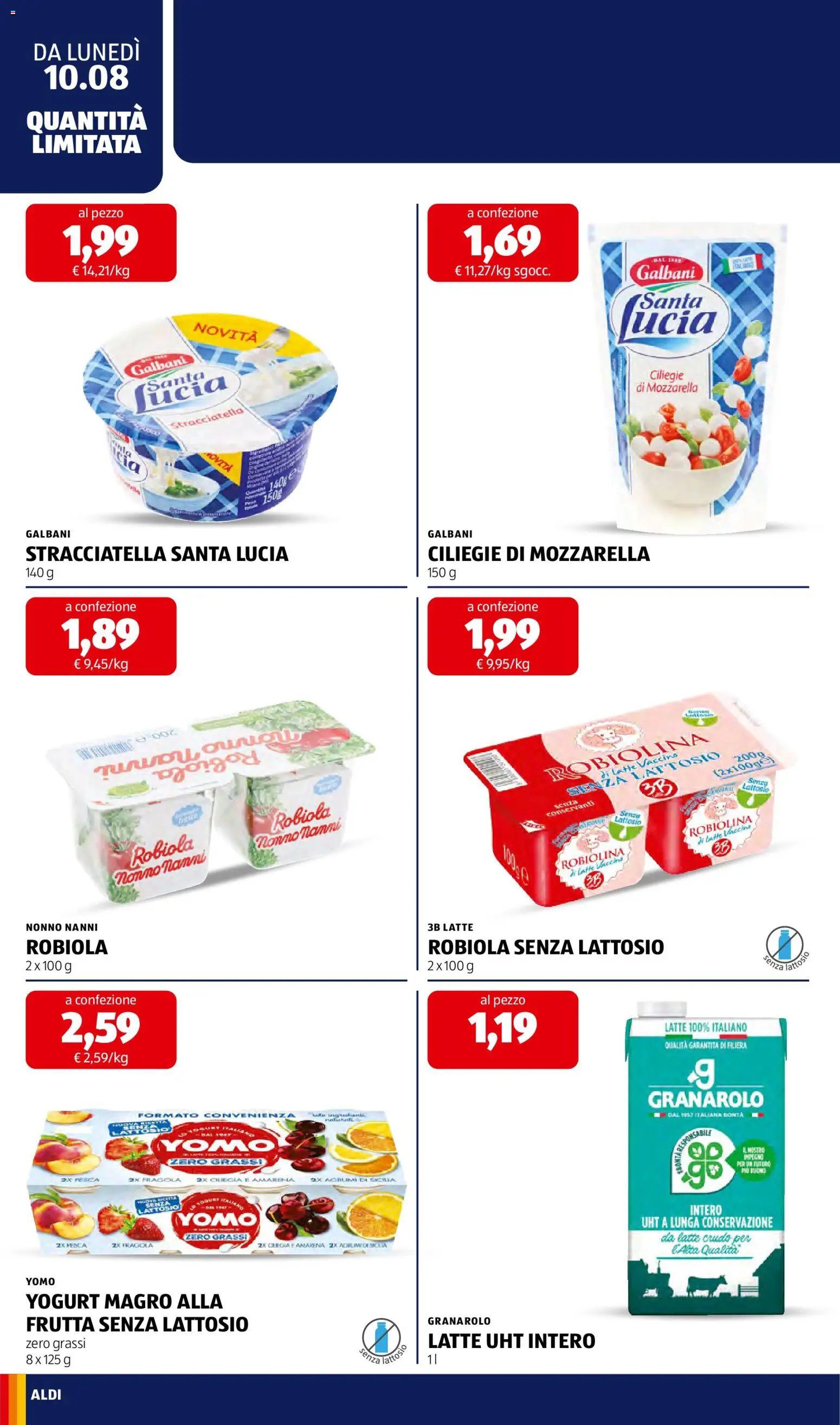 Volantino Aldi del 10/08/2026 | Pagina: 18 | Prodotti: Mozzarella, Agrumi, Amarena, Stracciatella