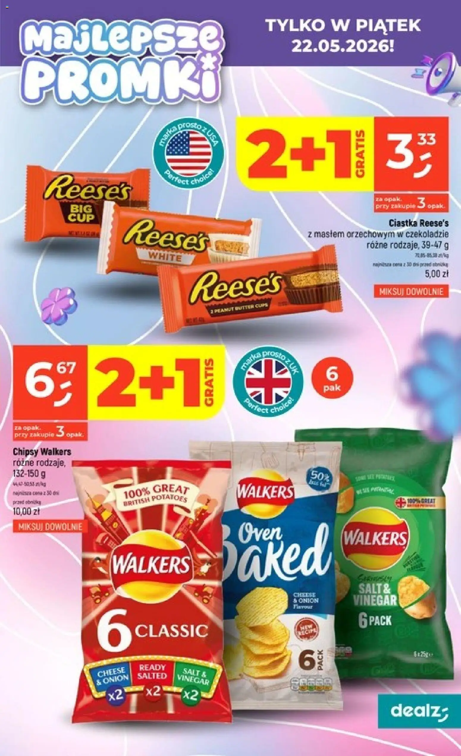 Dealz gazetka - Majlepsze promki od 21.05.2026 | Strona: 3 | Produkty: Chipsy, Reese's, Ciastka