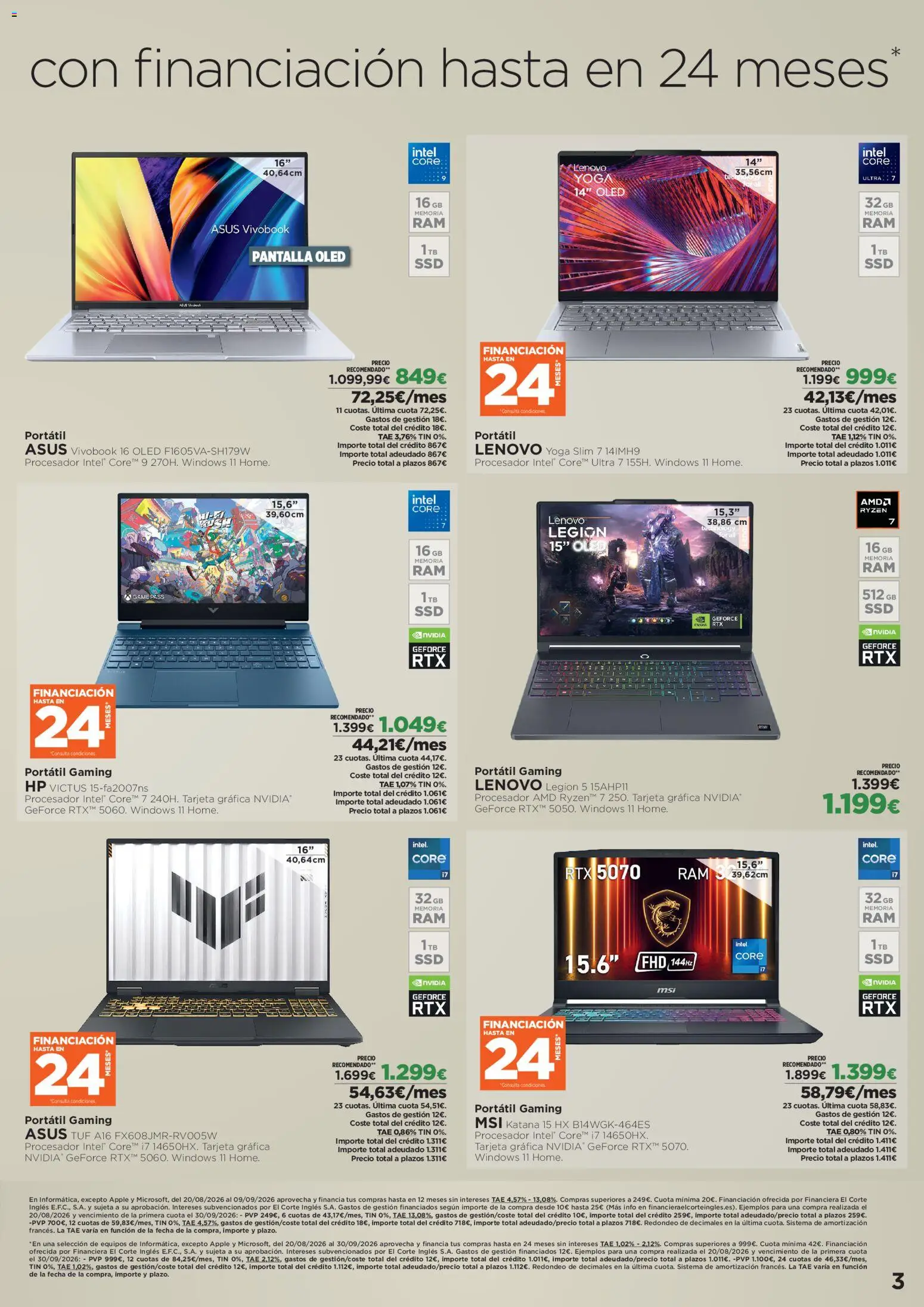 El Corte Inglés Volver tiene sus ventajas │ válido desde el 20/08/2026 | Página: 3 | Productos: Portátil, Apple