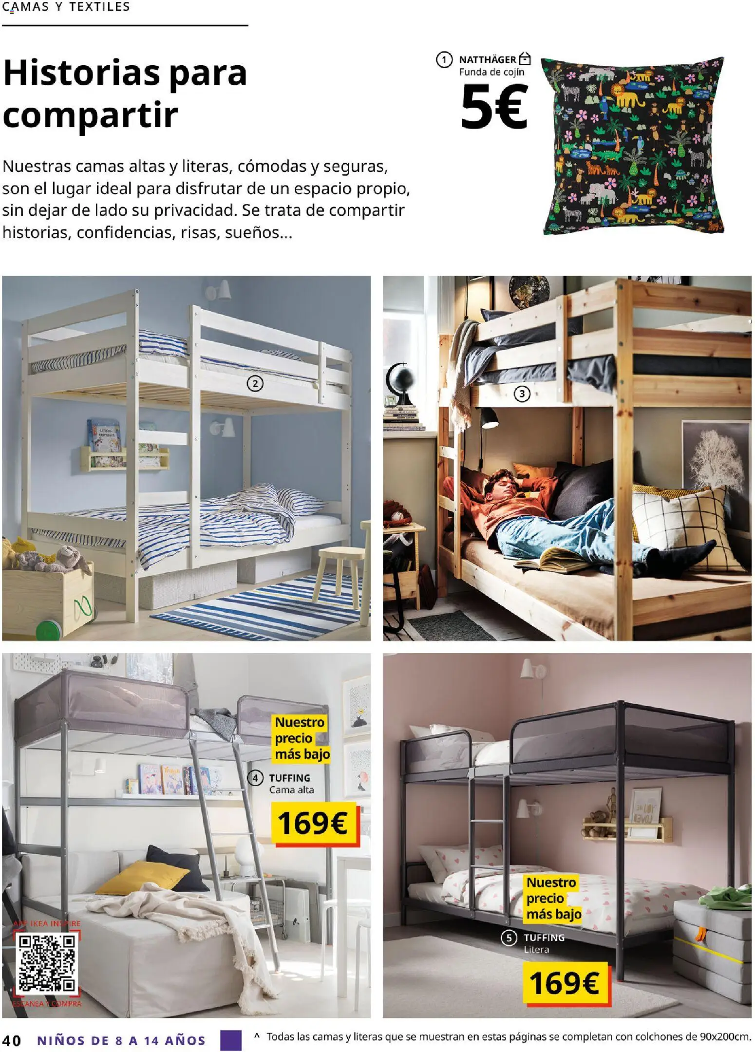 Catálogo IKEA  y los niños  │ válido desde el 06.03.2026 | Página: 40 | Productos: Funda, Funda de cojín, Cama, Cojín