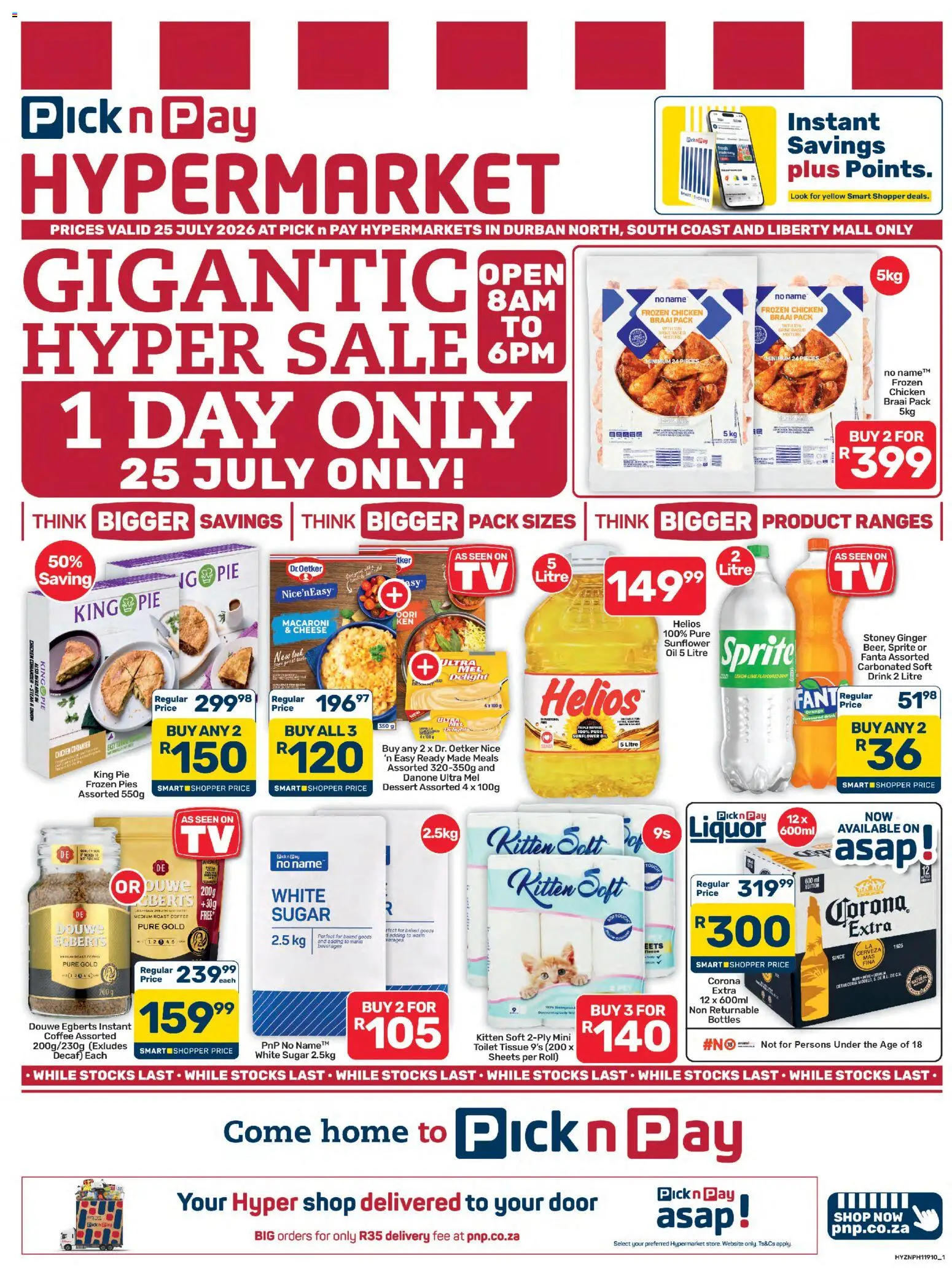 New Pick n Pay catalogue – valid from 25/07/2026 | Page: 1 | Products: Toilet, Oil, Fanta, Stoney