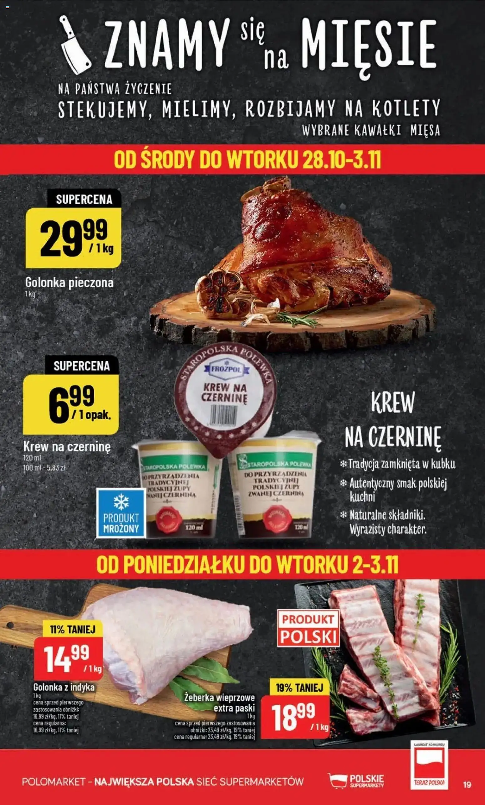 POLOmarket aktualna gazetka od 28.10.2026 | Strona: 19 | Produkty: Golonka, Zupy, Żeberka wieprzowe, Golonka pieczona