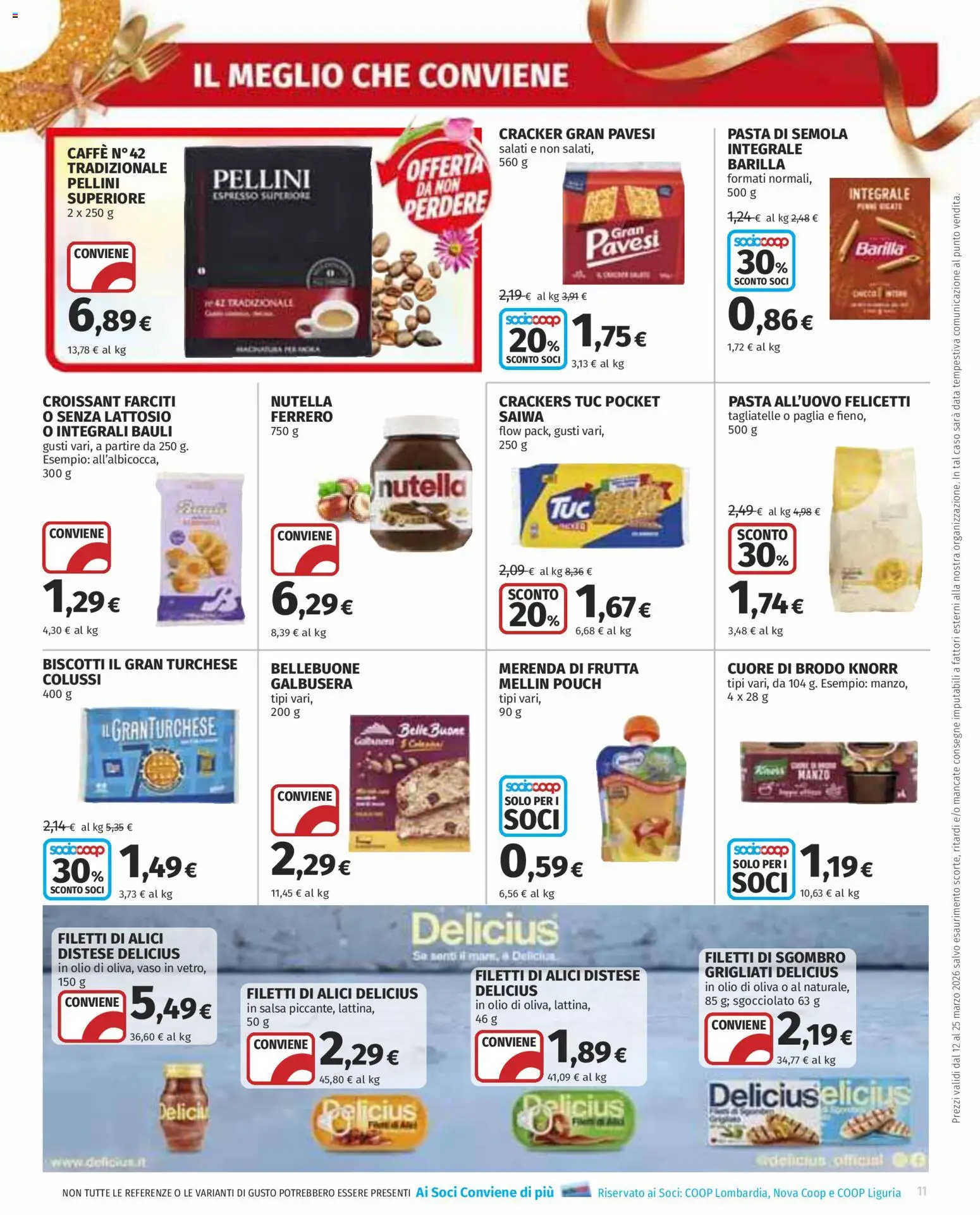 Volantino COOP del 12.03.2026 | Pagina: 11 | Prodotti: Pasta, Data, Croissant, Sgombro