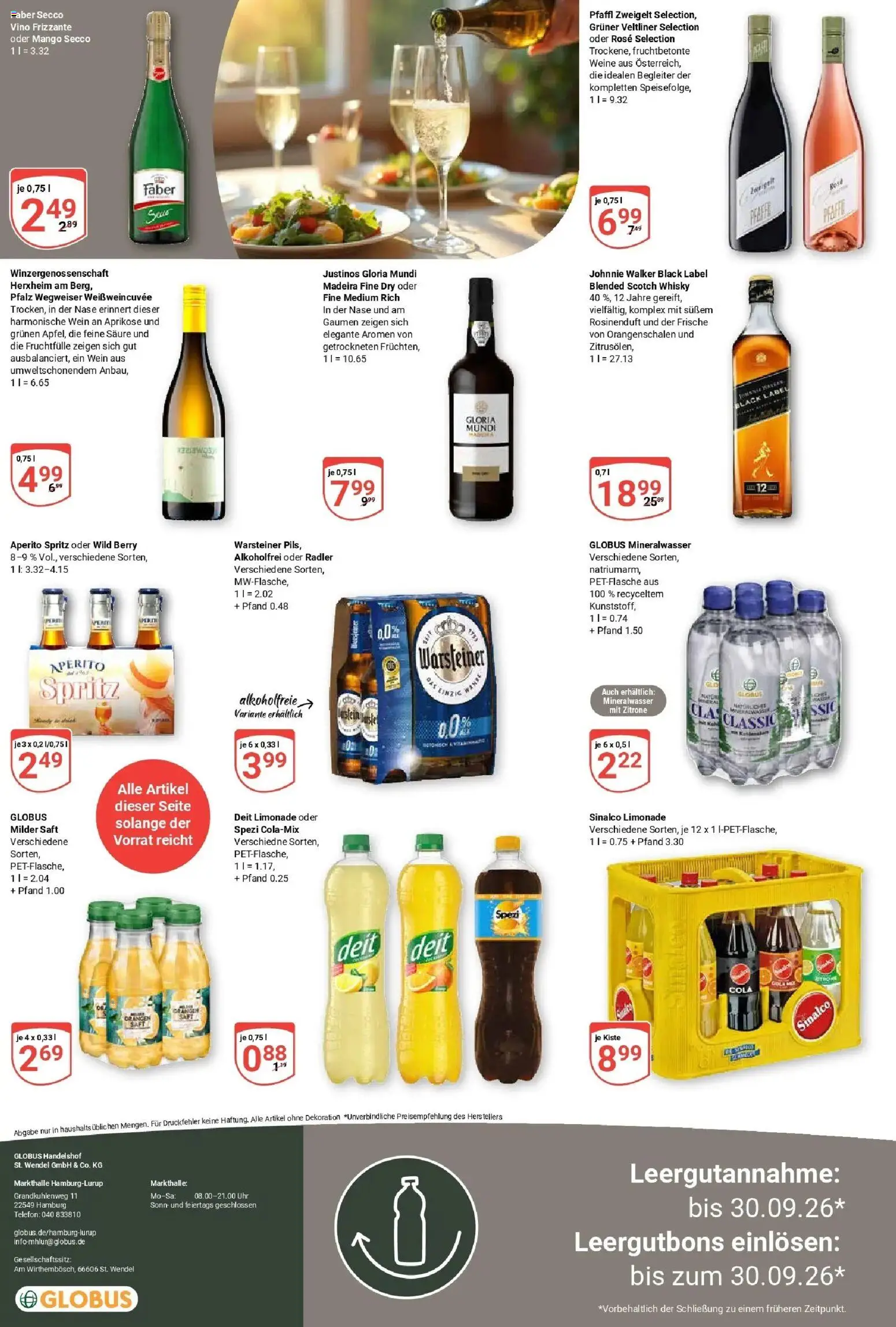 Globus Aktueller Prospekt (ab 31.08.2026) » Angebote online | Seite: 13 | Produkte: Sinalco, Whisky, Limonade, Johnnie walker
