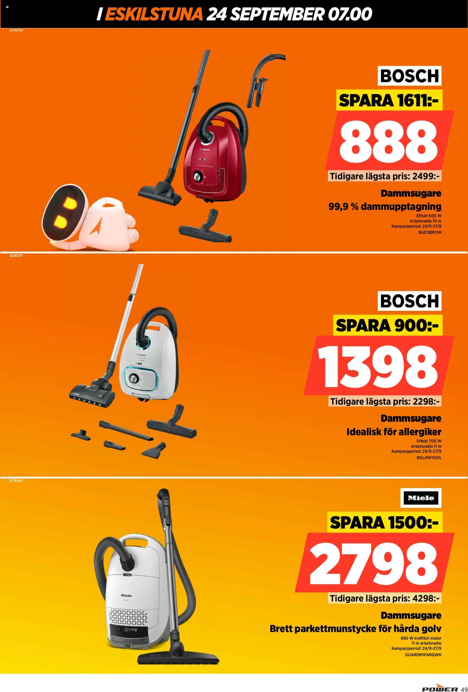 Power reklamblad aktuell från 24/09/2026 | Sida: 49 | Produkter: Dammsugare