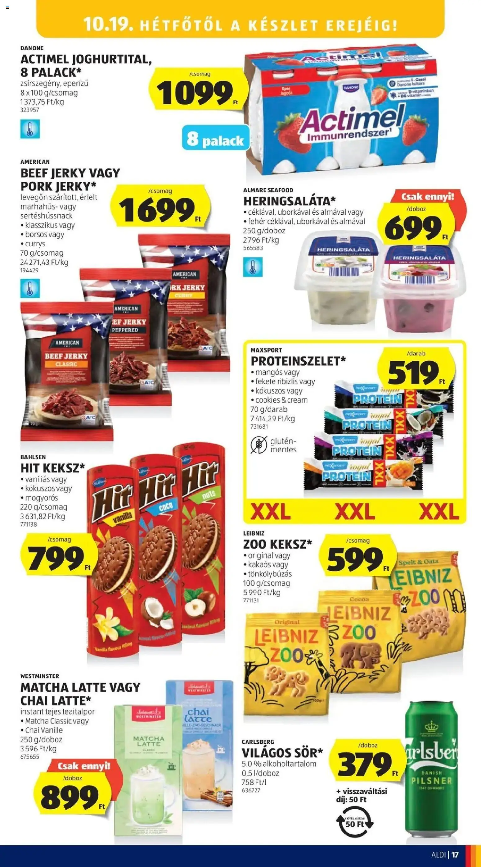 Aldi akciós ujság - amely érvényes a következő dátumtól: 2026.10.15. | Oldal: 17 | Termékek: Seafood, Matcha, Actimel, Tea