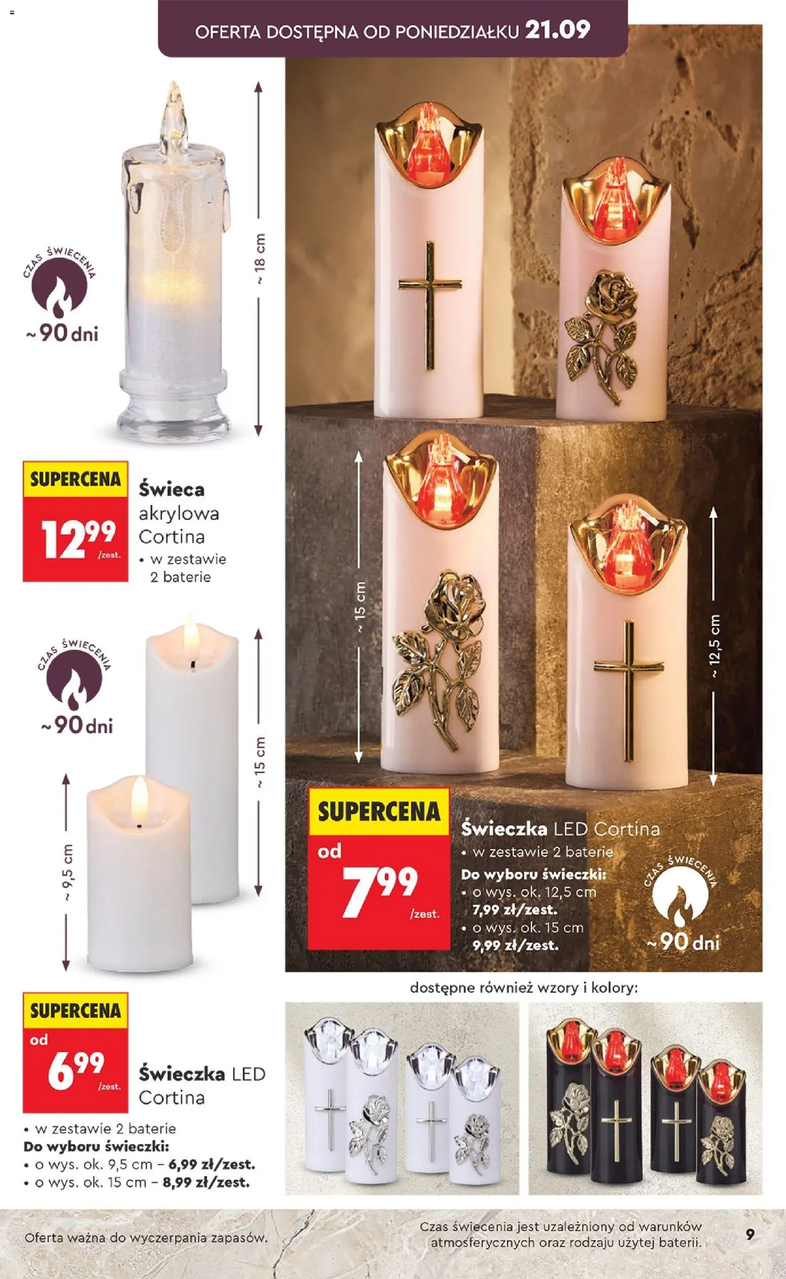Biedronka gazetka - Znicze od 21.09.2026 | Strona: 9 | Produkty: Świeca, Baterie