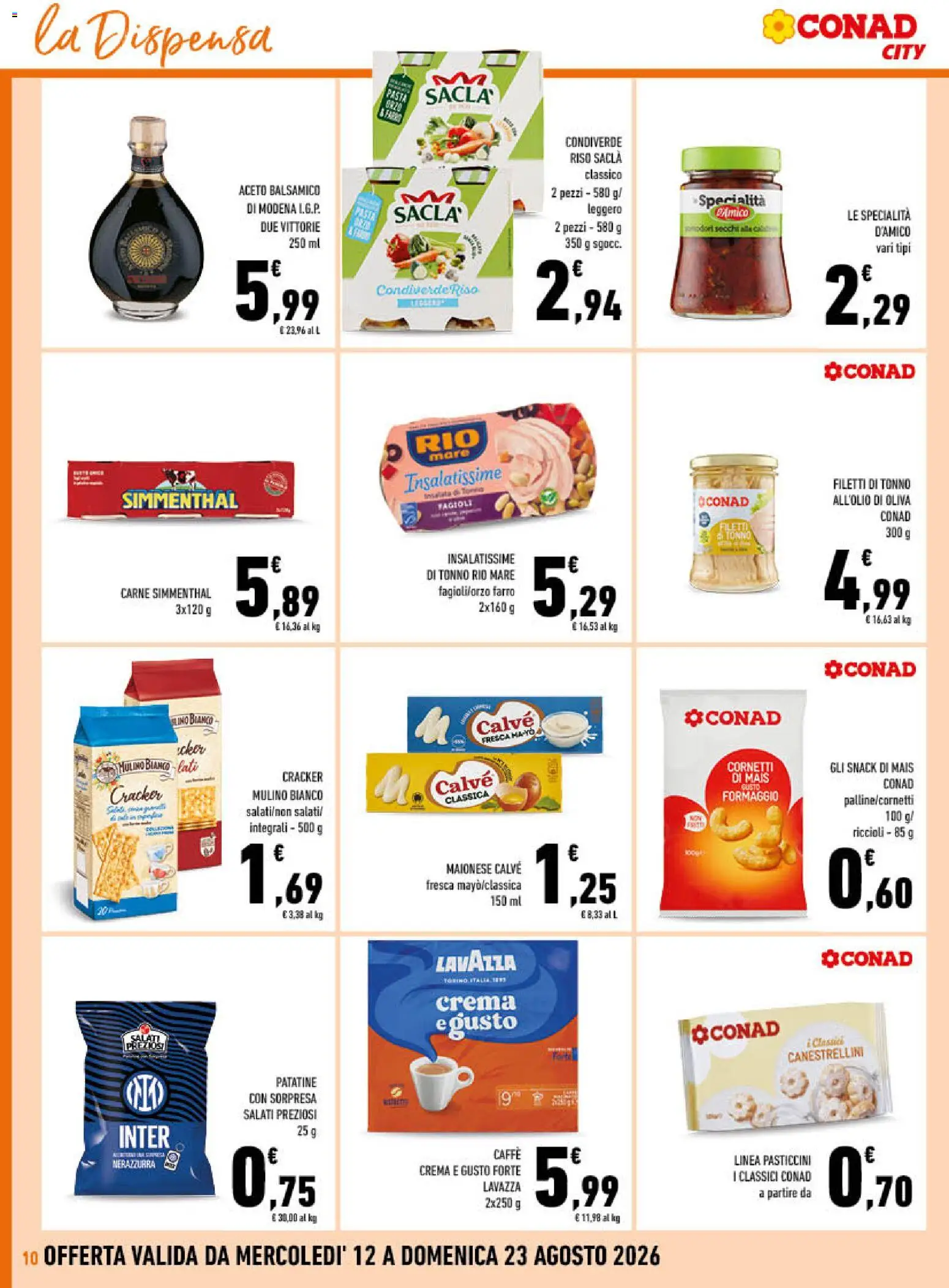 Volantino Conad del 12/08/2026 | Pagina: 10 | Prodotti: Pasticcini, Maionese, Formaggio, Specialità