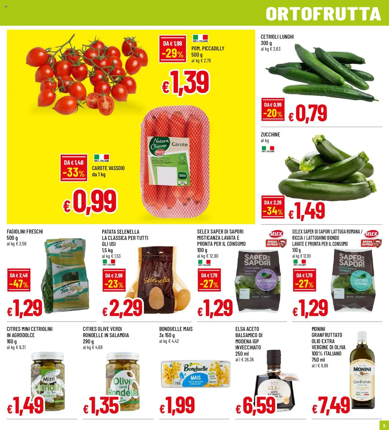 Volantino Galassia del 18/06/2026 | Pagina: 5 | Prodotti: Misticanza, Olive, Zucchine, Lattuga
