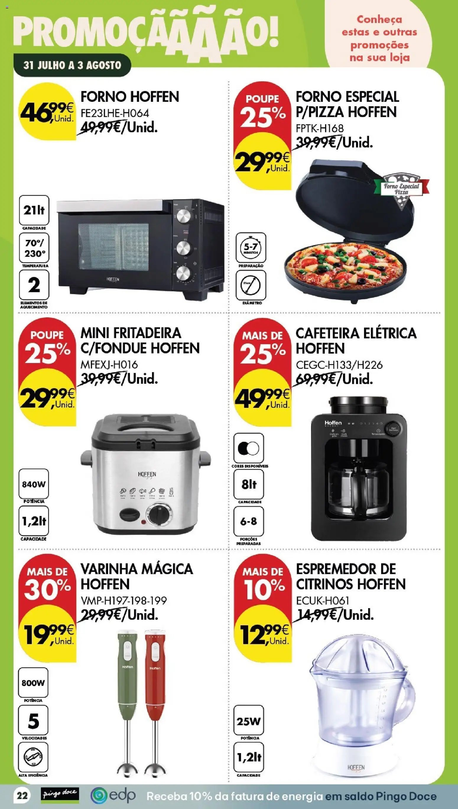 Pingo Doce Poupe este Fim de Semana │ válido de 31/07/2026 | Página: 22 | Produtos: Forno, Espremedor, Cafeteira elétrica, Pizza