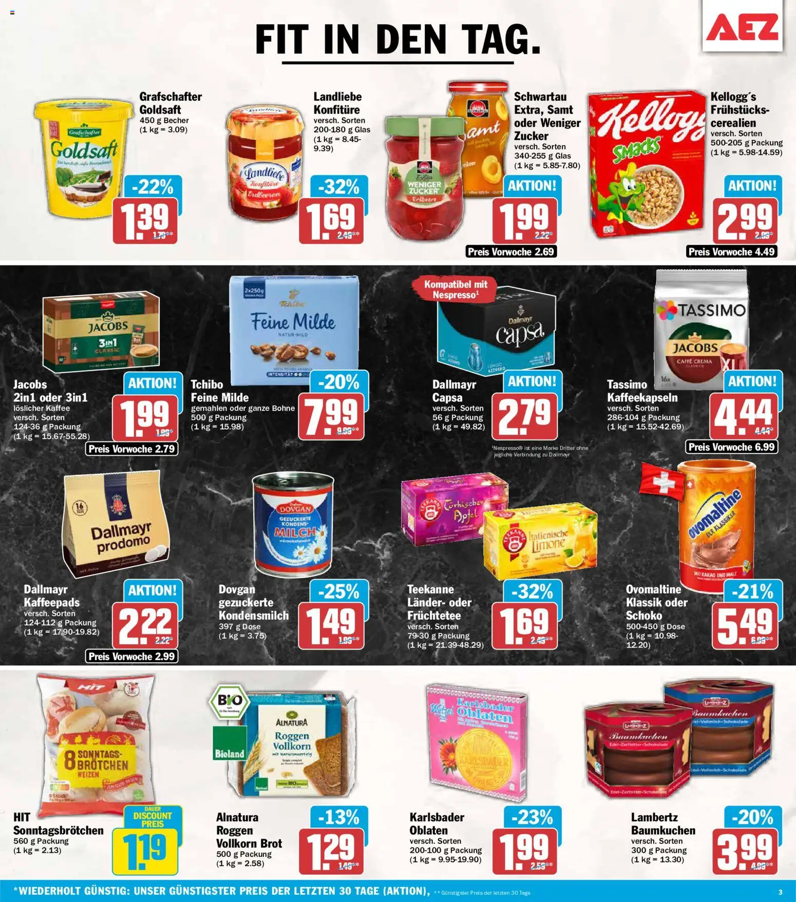 AEZ Prospekt – gültig ab 21.09.2026 | Seite: 3 | Produkte: Kellogg's, Zucker, Kondensmilch, Löslicher Kaffee