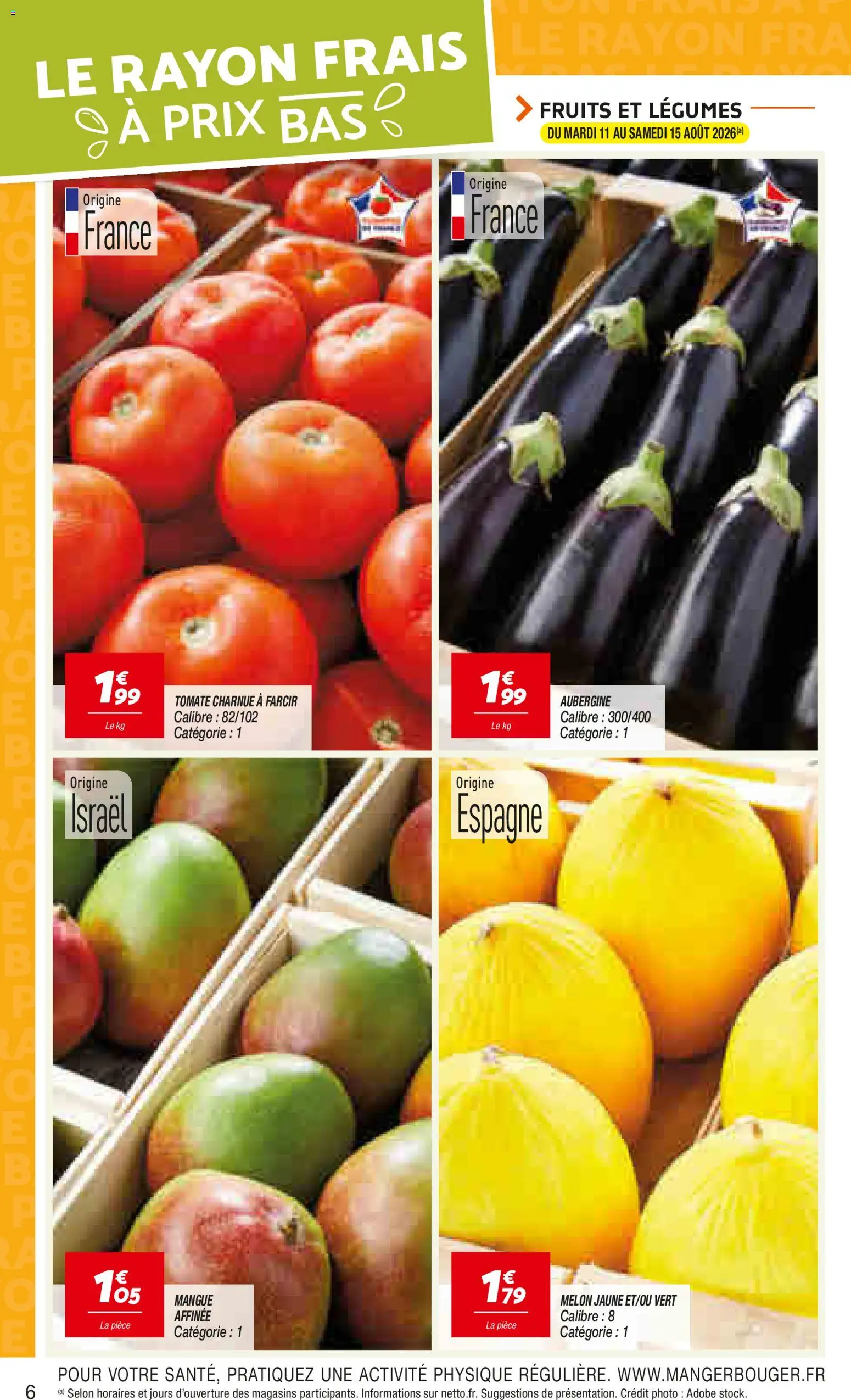 {H1} | Page: 6 | Produits: Mangue, Melon, Aubergine