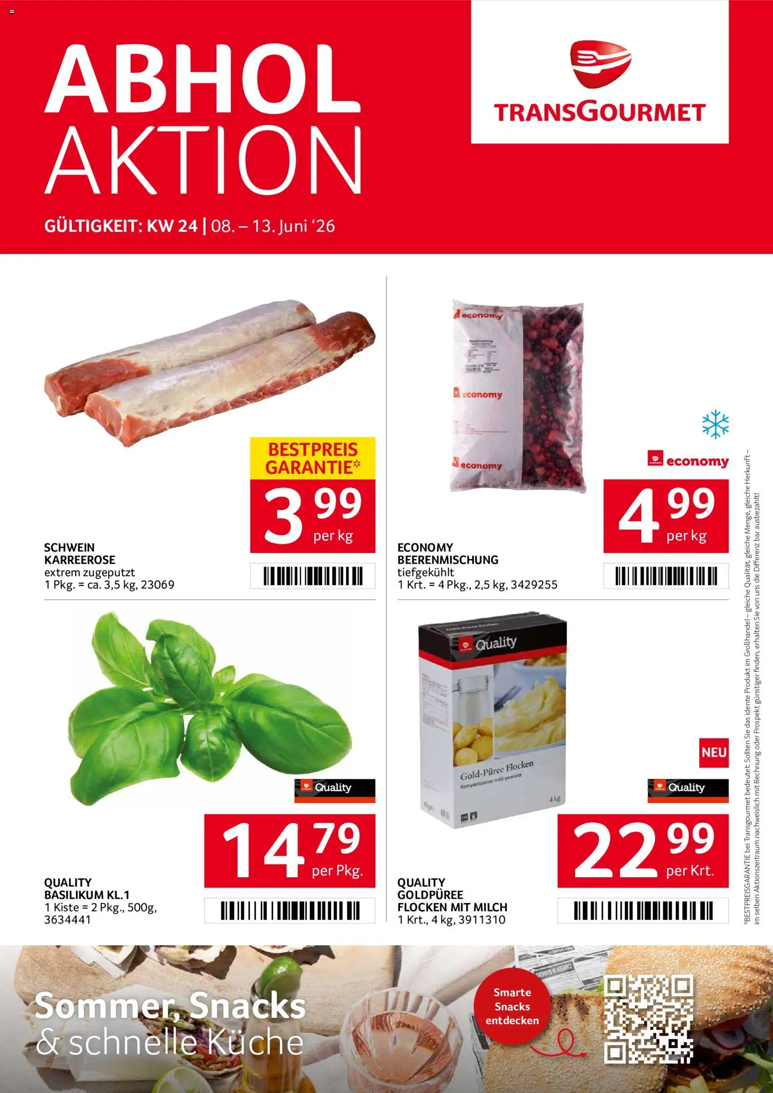 Transgourmet Flugblatt gültig ab 08.06.2026 | Seite: 1 | Produkte: Flocken, Milch