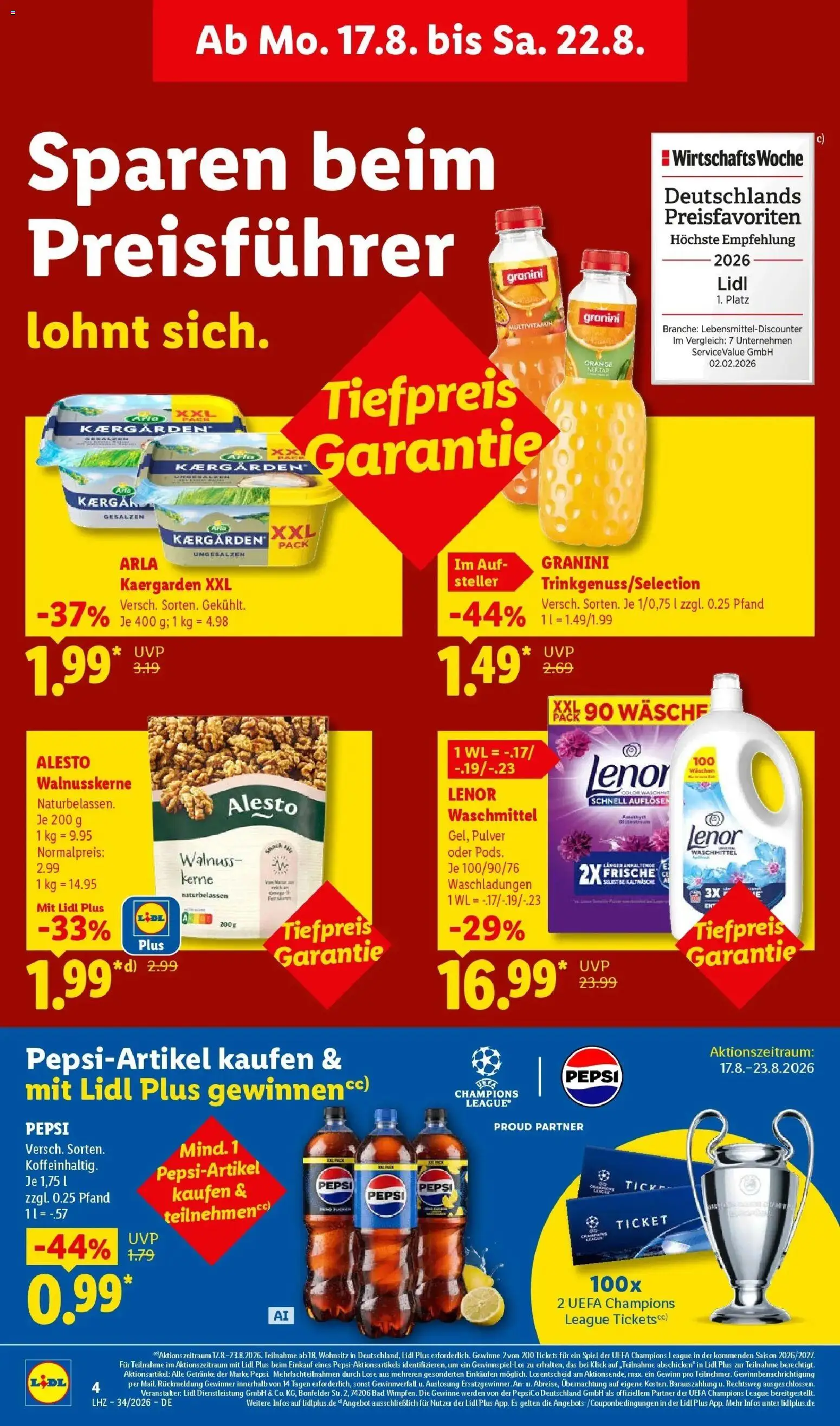 Lidl Prospekt Mühlacker (ab 17.08.2026) zum Blättern » Angebote | Seite: 12 | Produkte: Spiel, Lenor, Bad, Granini