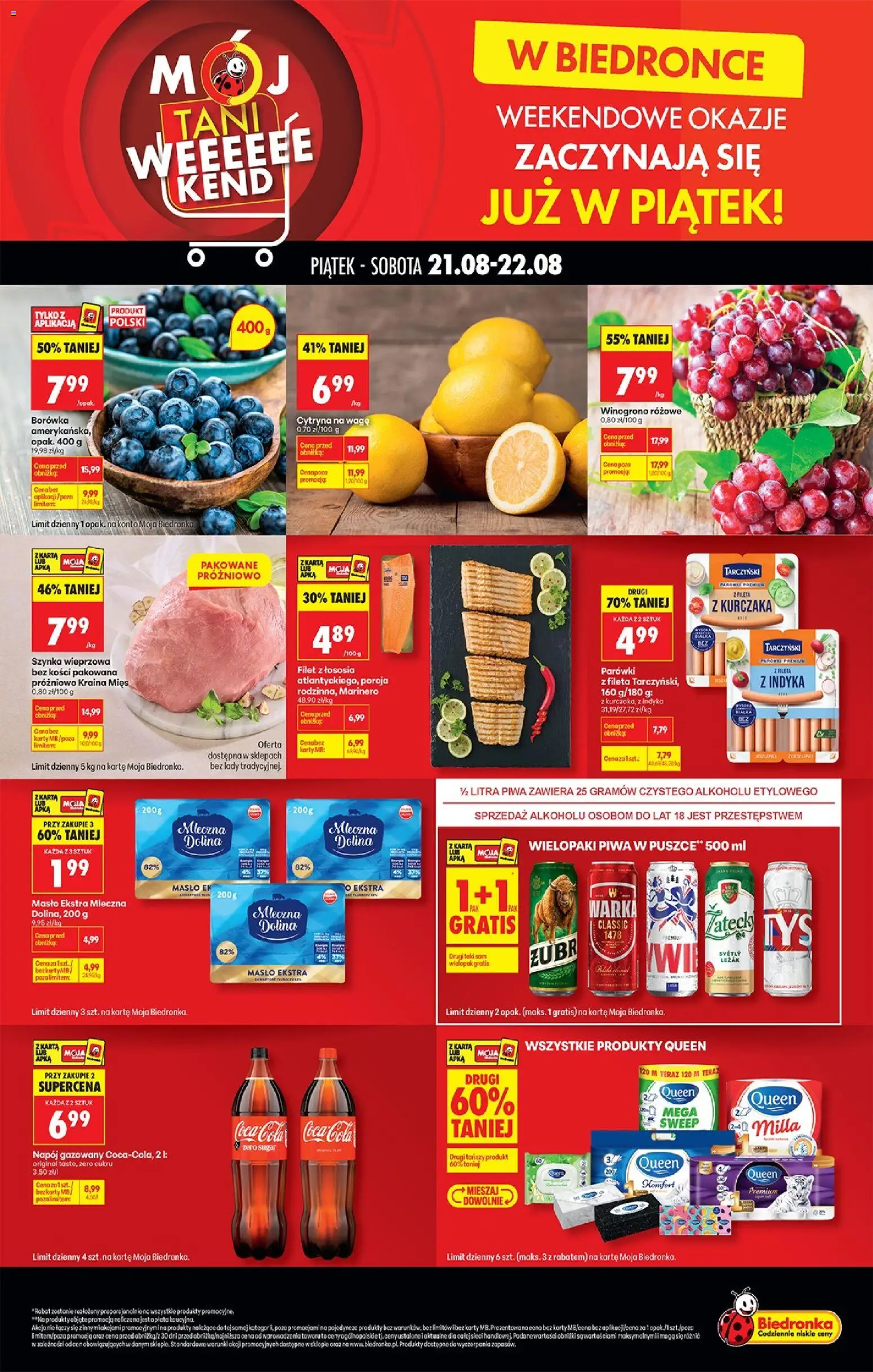 Biedronka gazetka - Tani weekend od 21.08.2026 | Strona: 1 | Produkty: Cytryna, Filet, Masło, Filet z łososia
