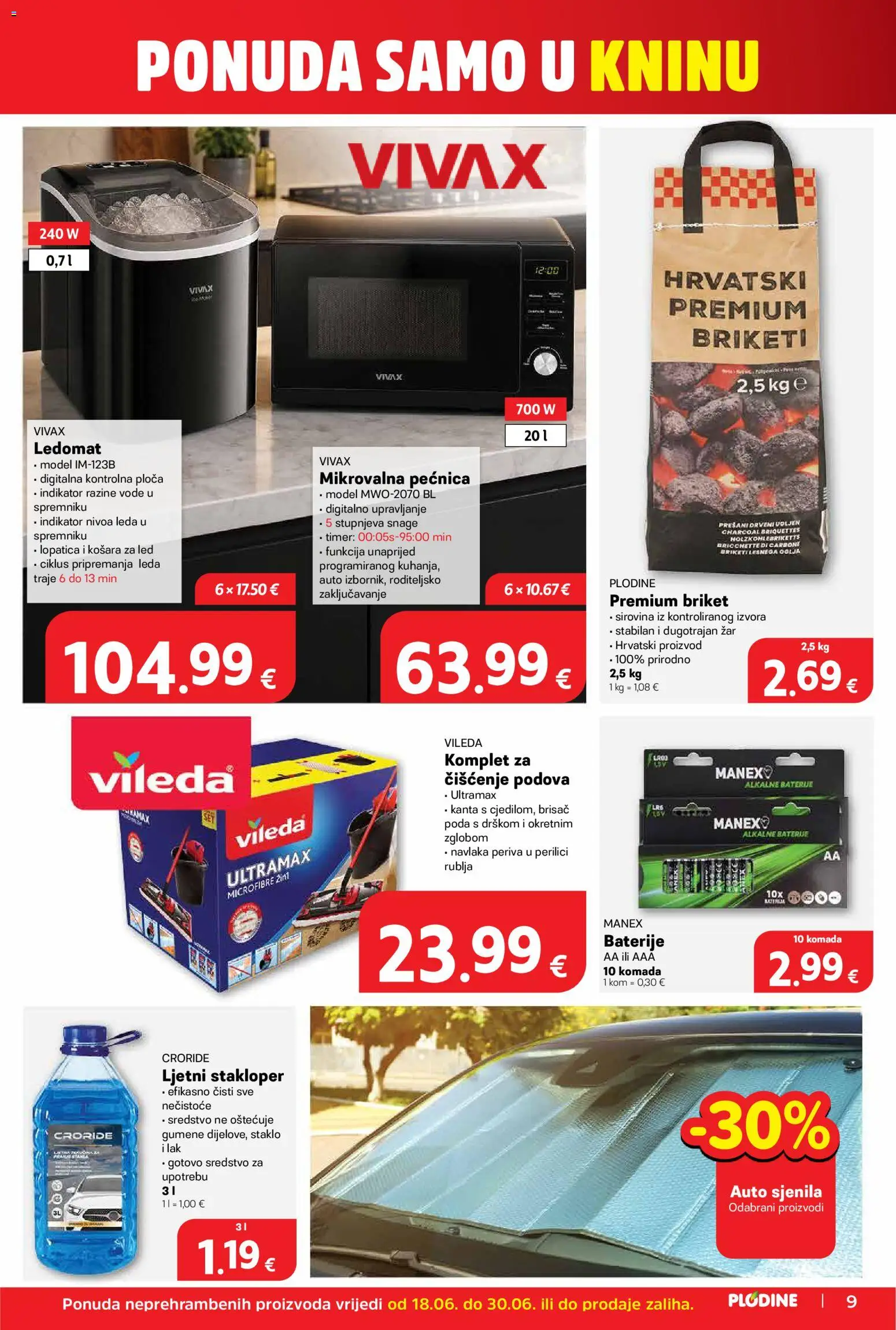 Plodine katalog | vrijedi od 18.06.2026 | Stranica: 9 | Proizvodi: Ledomat, Baterije, Vileda, Pećnica