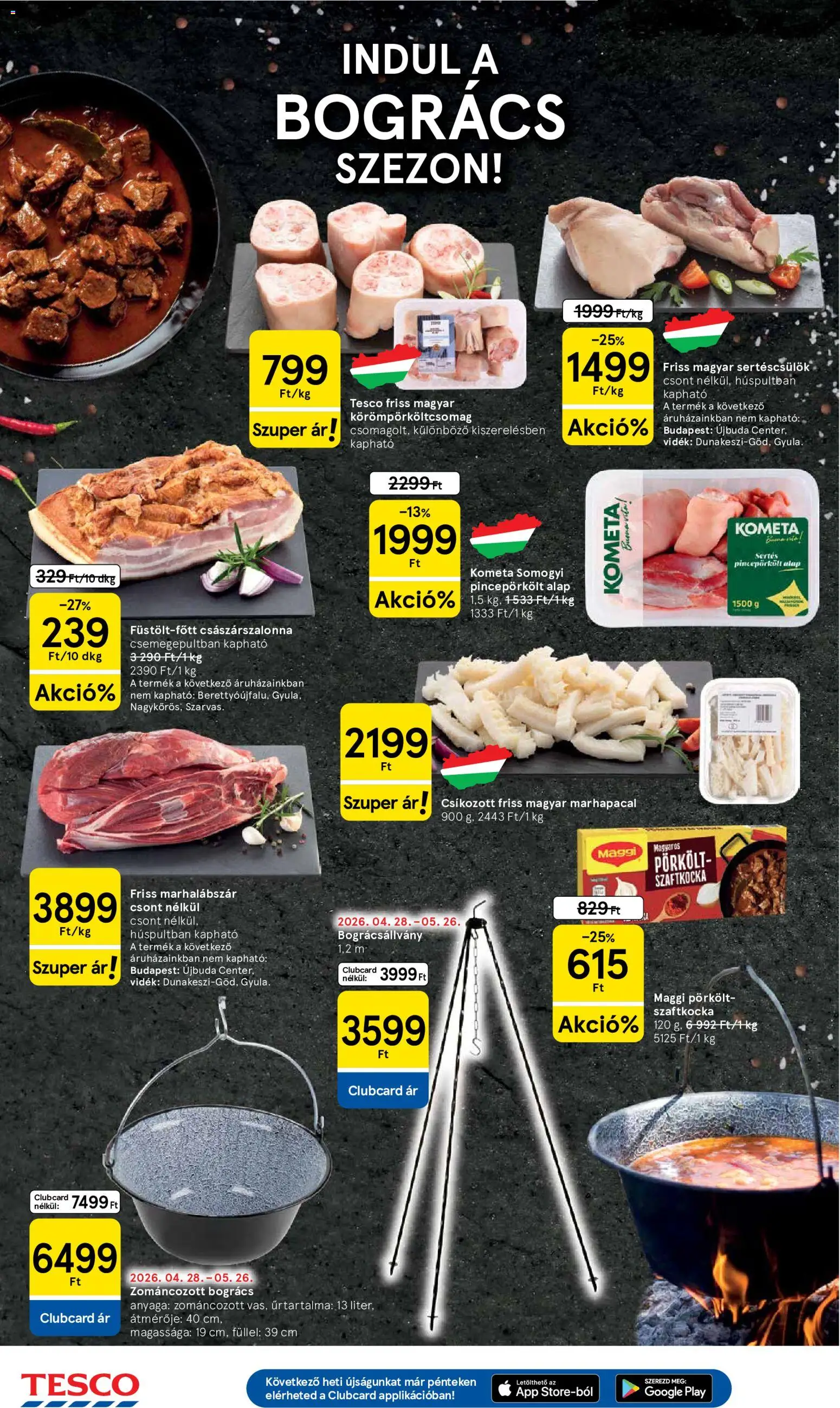 Tesco akciós ujság - amely érvényes a következő dátumtól: 21.05.2026 | Oldal: 10 | Termékek: Marhalábszár, Sertéscsülök, Császárszalonna, Maggi