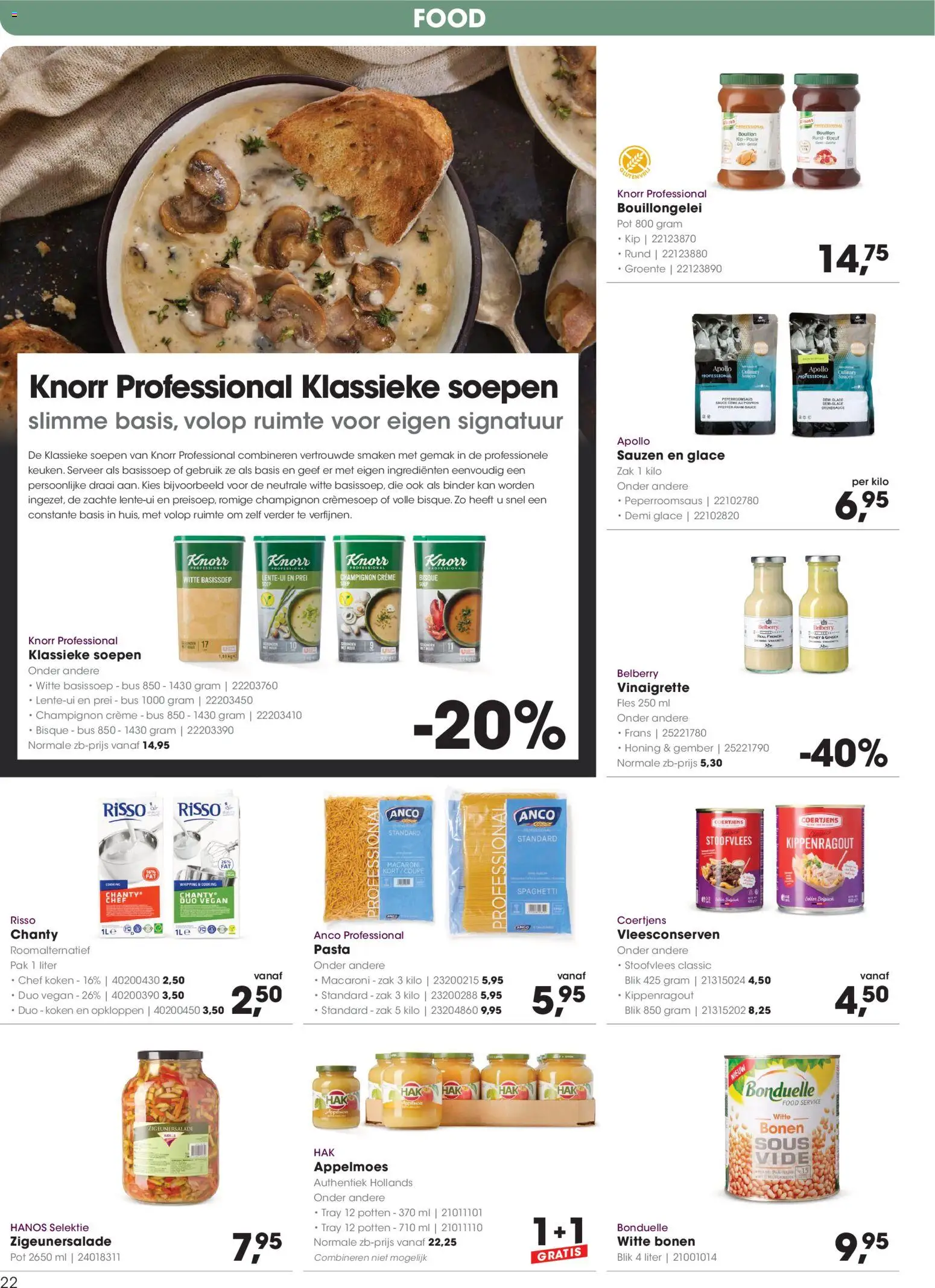 {H1} | Pagina: 22 | Producten: Honing, Sauzen, Pasta, Prei