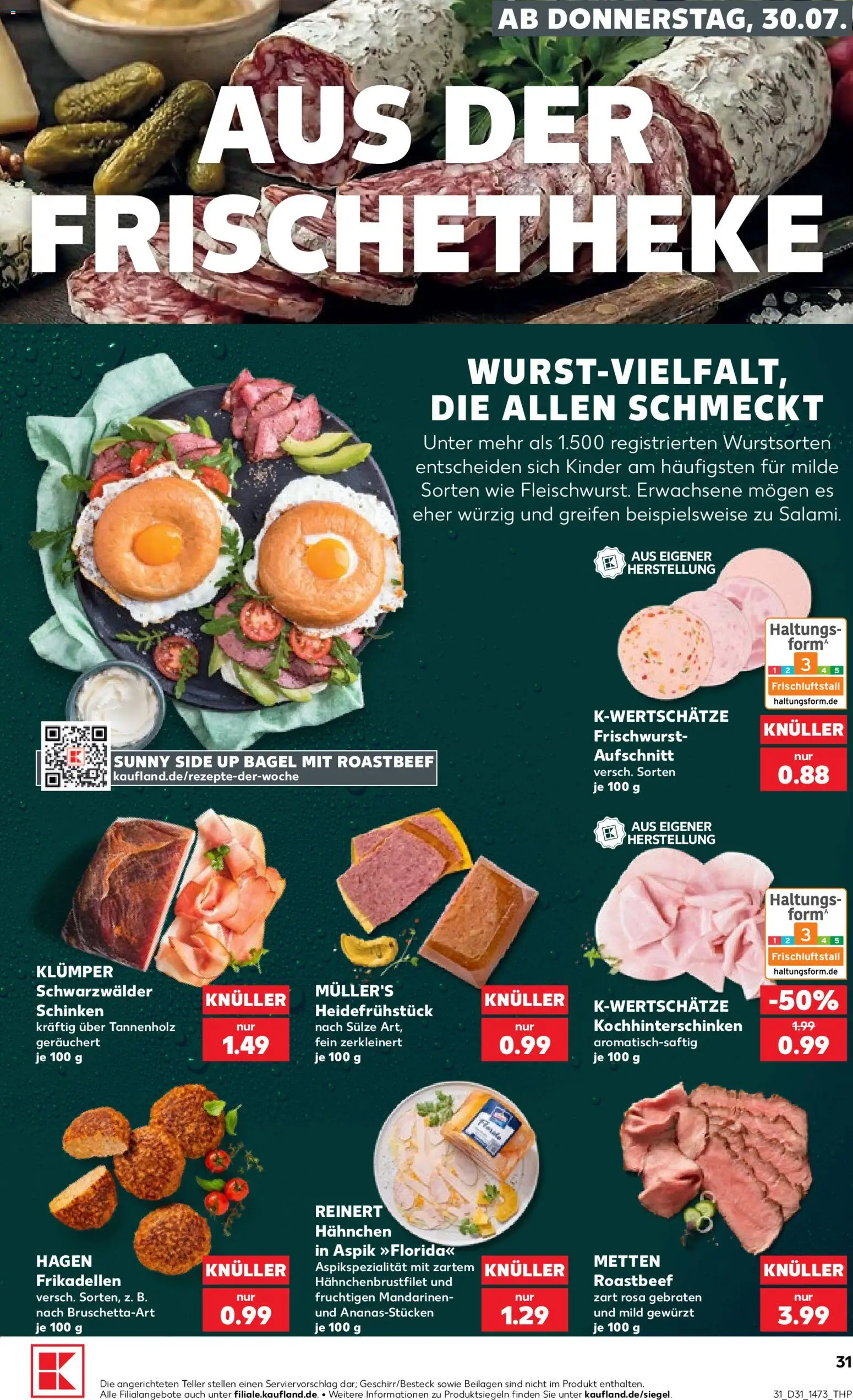 Kaufland Prospekt – gültig ab 30.07.2026 | Seite: 31 | Produkte: Hahnchen, Mandarinen, Roastbeef, Schinken