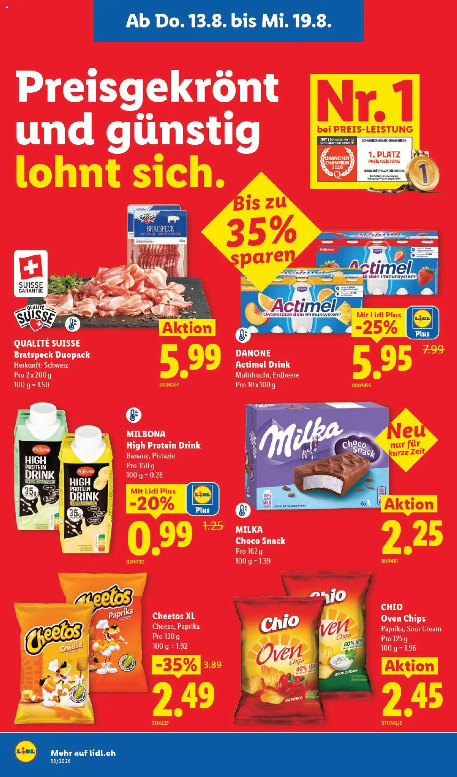 Lidl aktionen – gültig ab 13.08.2026 | Seite: 12 | Produkte: Actimel, Paprika, Chips