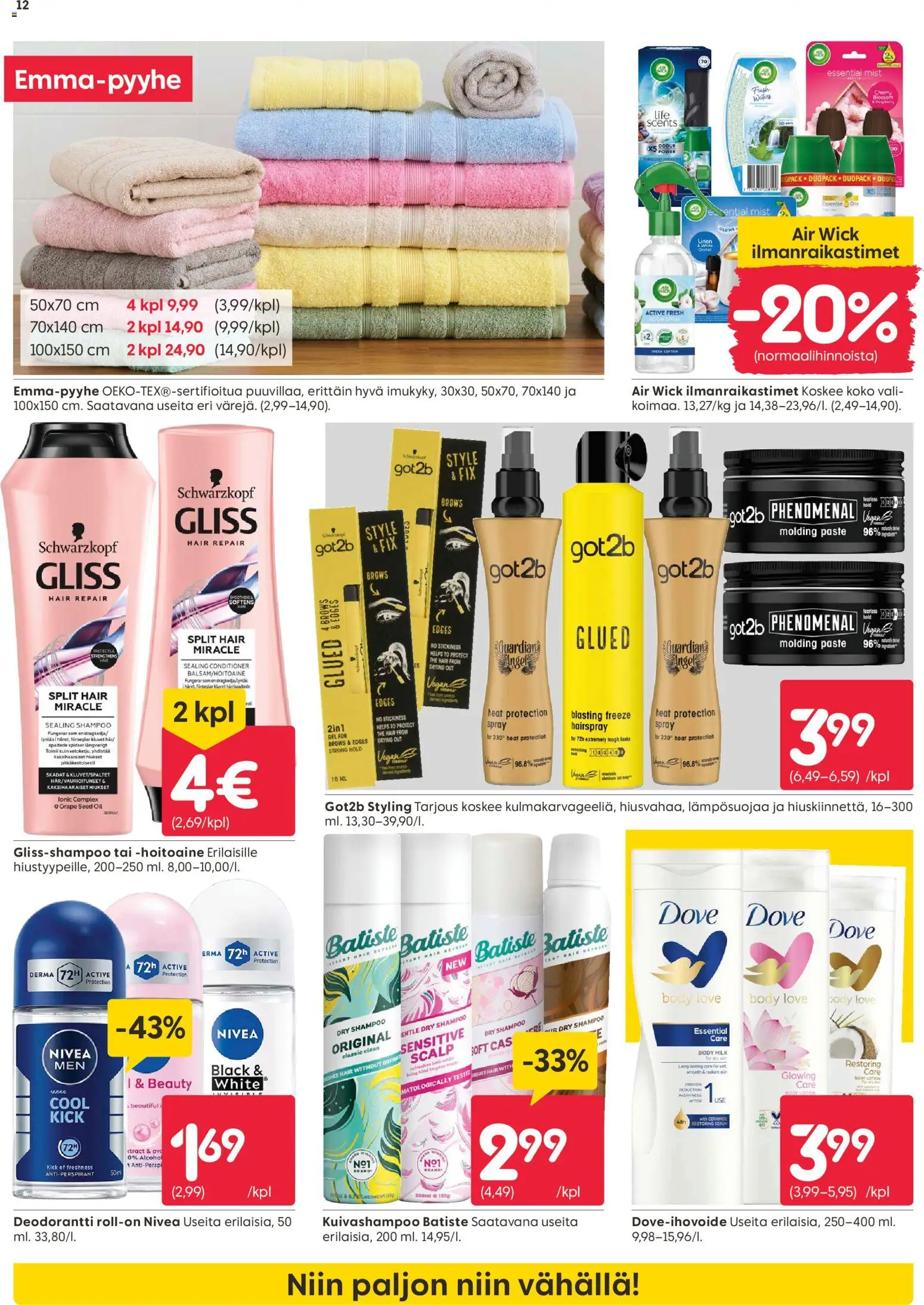 Rusta tarjoukset – voimassa 01.06.2026 alkaen | Sivu: 12 | Tuotteet: Shampoo, Hoitoaine, Deodorantti, Kuivashampoo