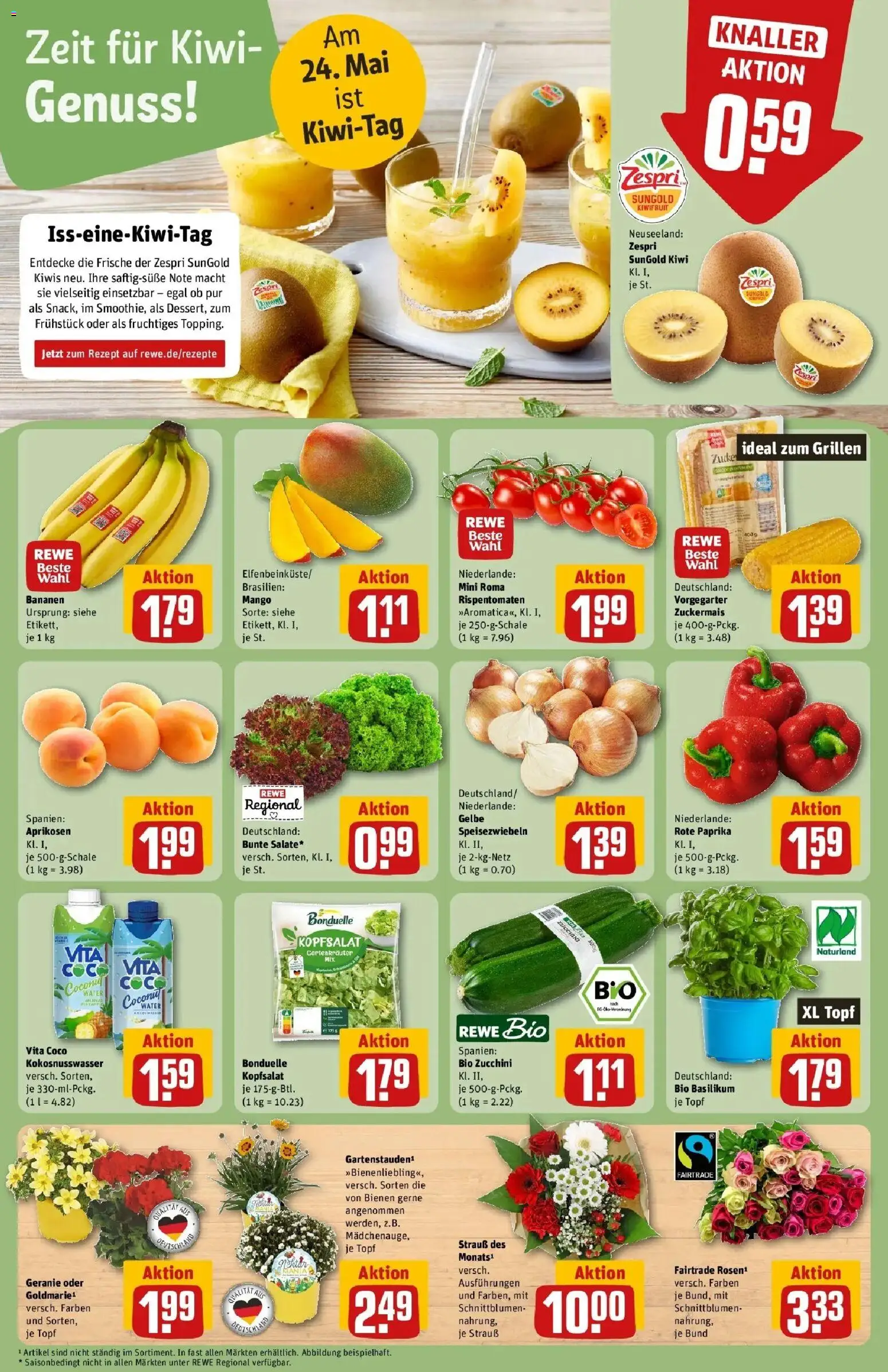 Rewe Prospekt Heppenheim – gültig ab 17.05.2026 | Seite: 10 | Produkte: Bananen, Paprika, Mango, Kiwi