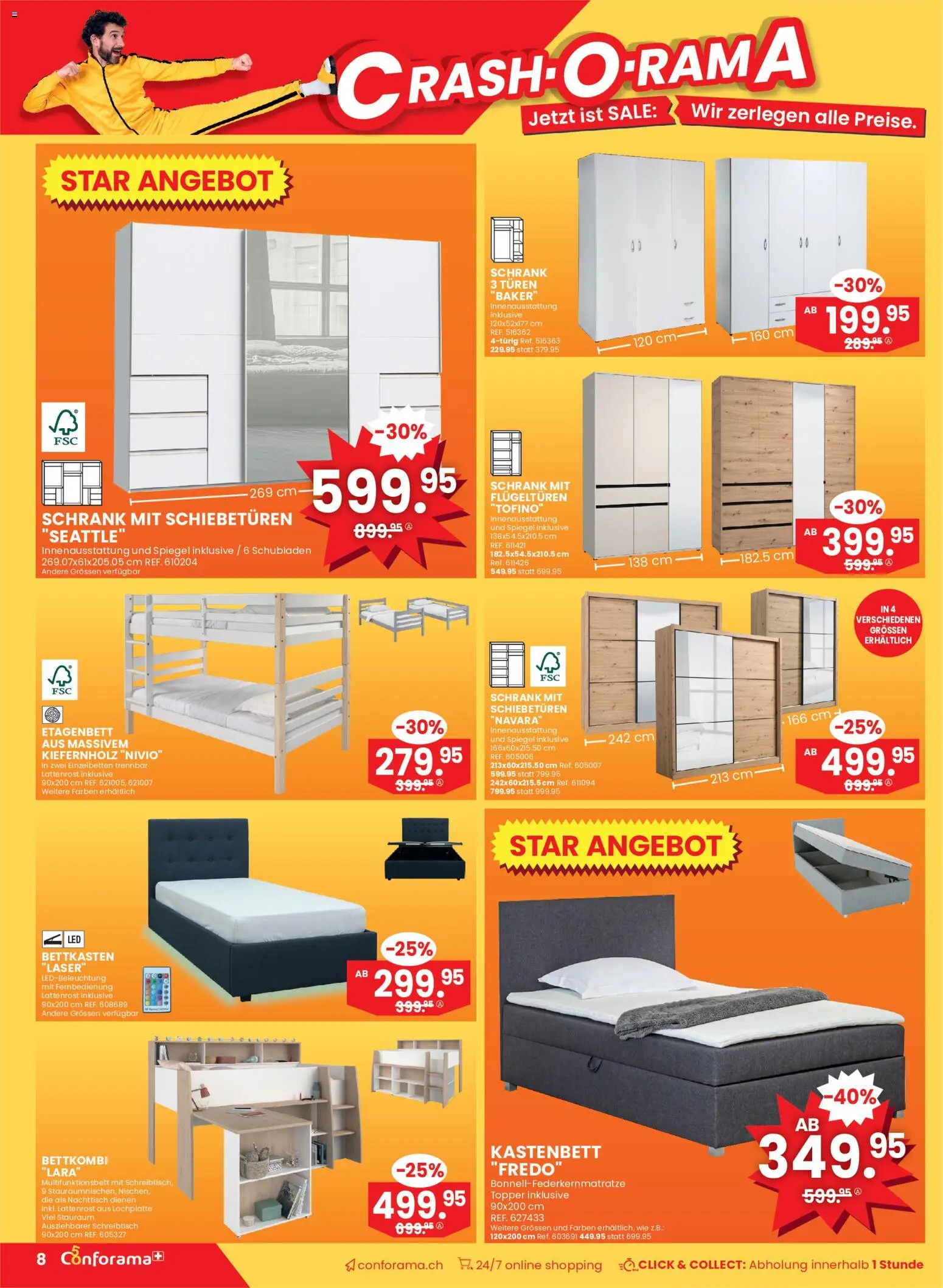 Conforama aktionen – gültig ab 24.06.2026 | Seite: 8 | Produkte: Nachttisch, Topper, Schrank, Lattenrost