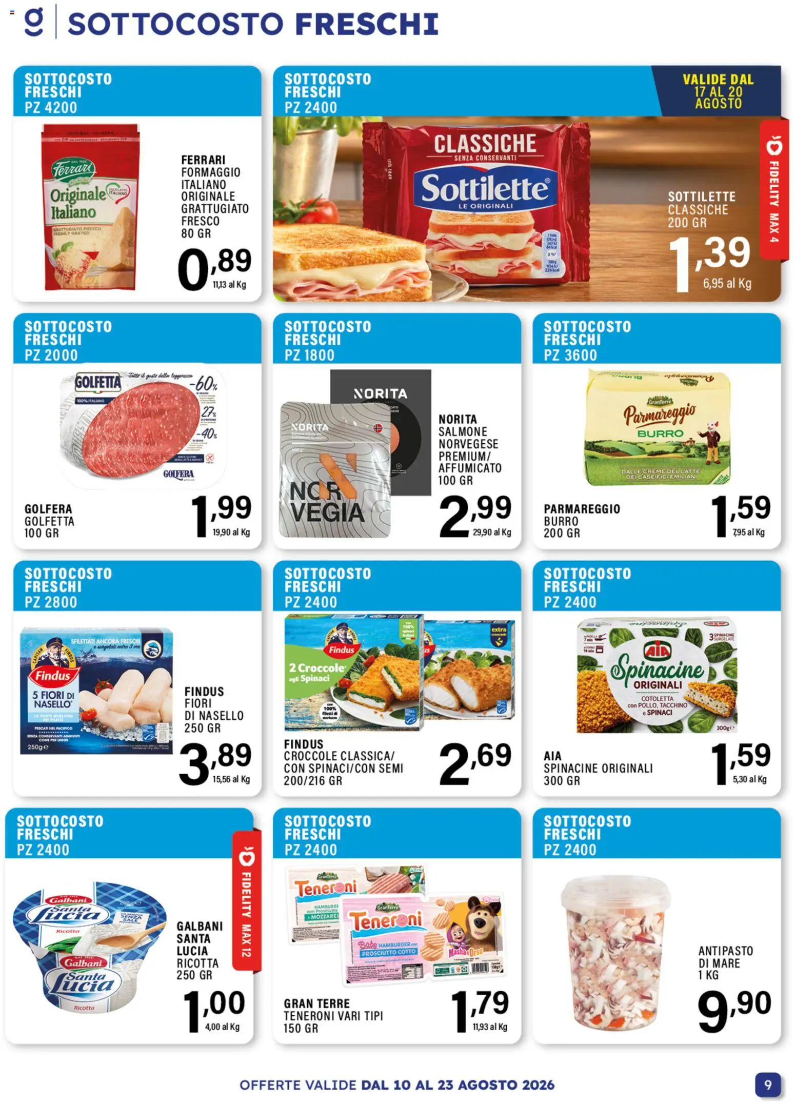 Volantino GECOP del 10/08/2026 | Pagina: 9 | Prodotti: Prosciutto Cotto, Salmone, Prosciutto, Ricotta