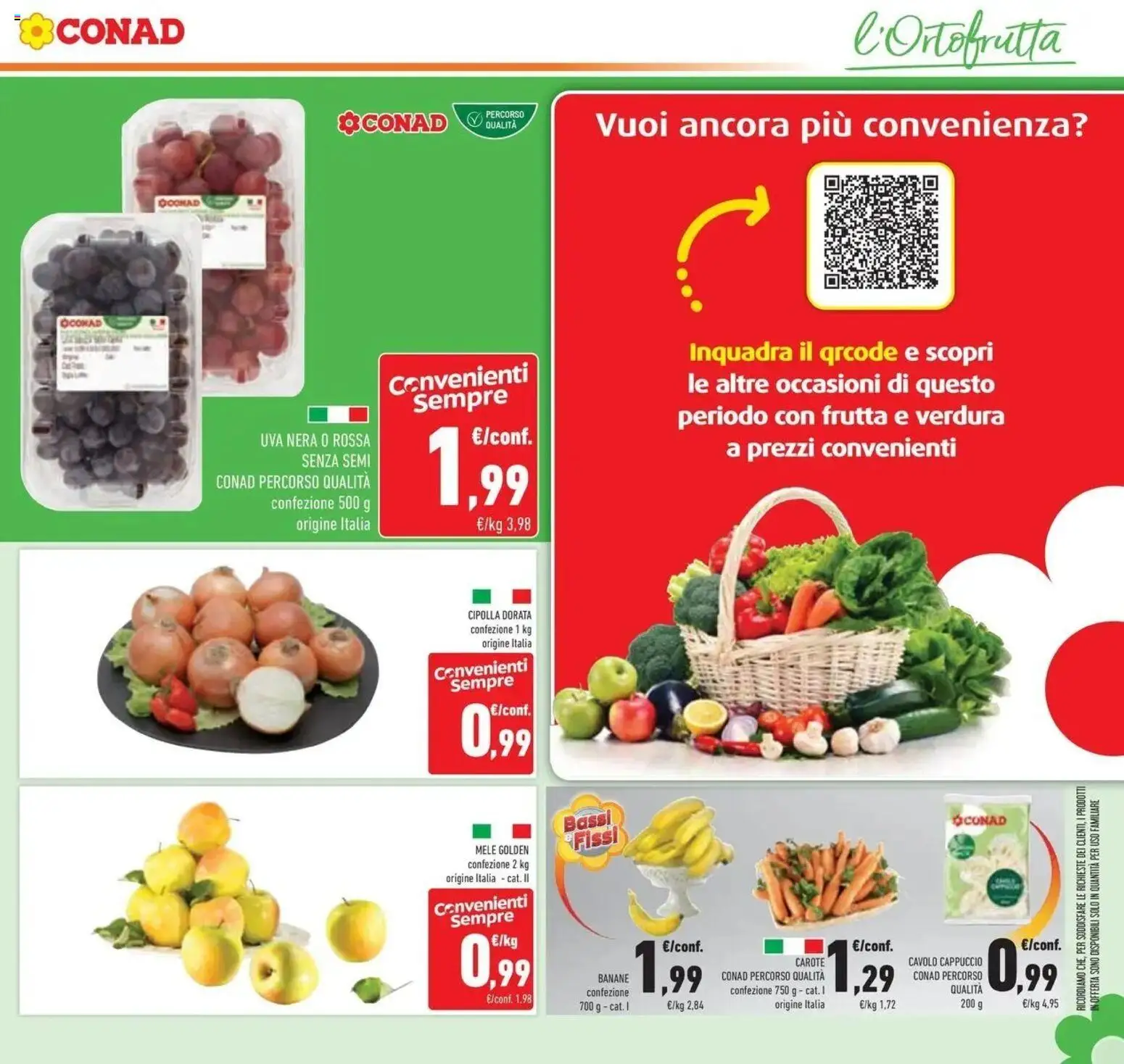 Volantino Conad del 07/10/2026 | Pagina: 19 | Prodotti: Cipolle, Frutta, Carote, Uva