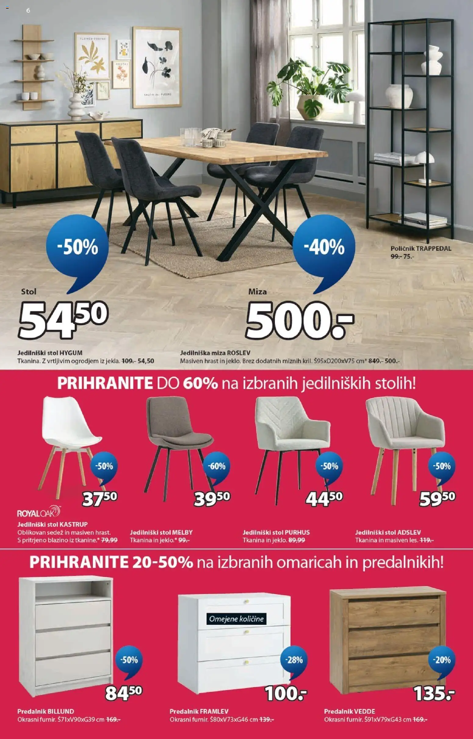 Novi JYSK katalog ponudbe – veljaven od 01.07.2026 | Stran: 6 | Izdelki: Poličnik, Predalnik, Miza, Stol