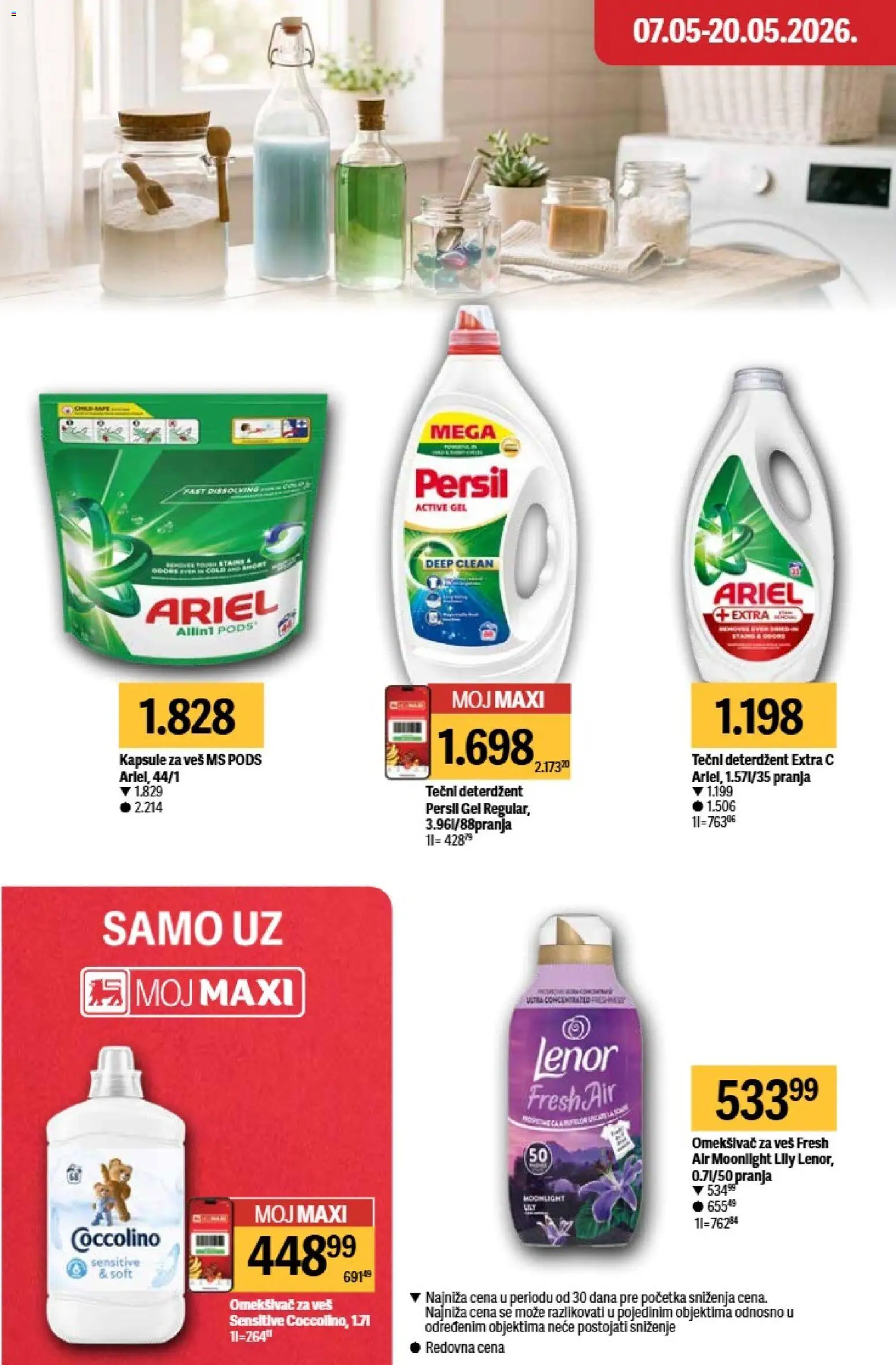 Maxi katalog - važi od 07.05.2026 | Strana: 34 | Proizvode: Deterdžent, Ariel, Lenor, Coccolino
