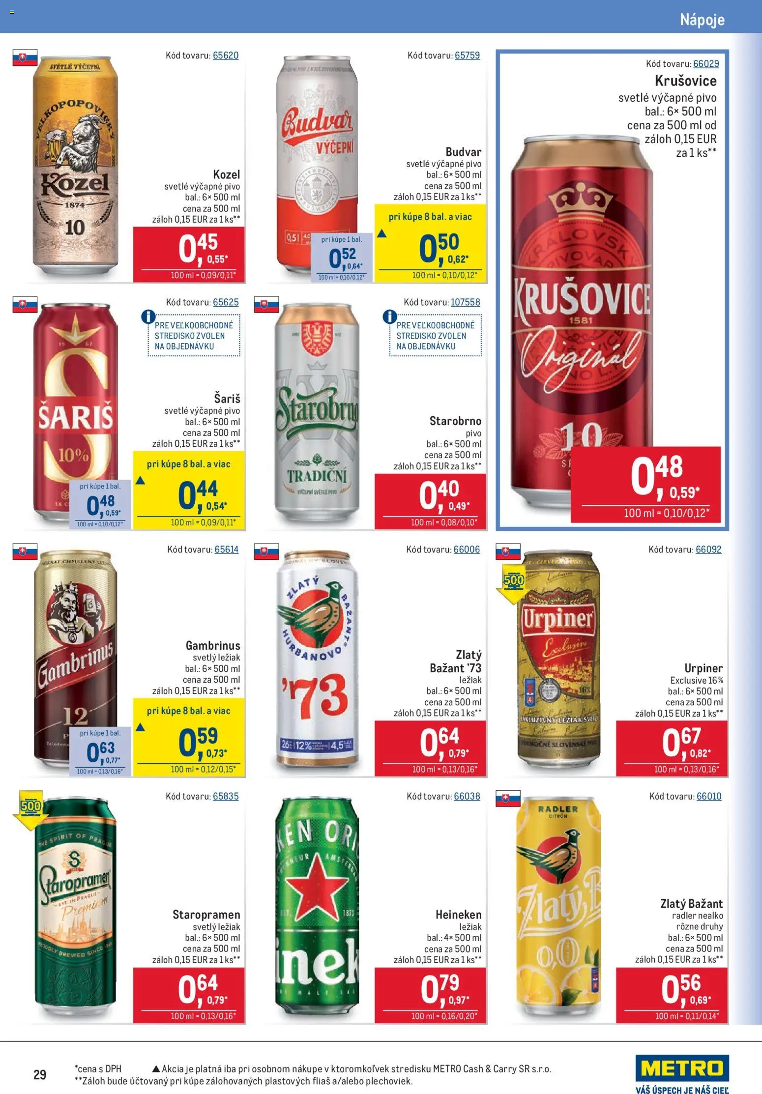 Nové Metro akcie – leták je platný od 12.08.2026 | Strana: 29 | Produkty: Led, Radler, Budvar, Gambrinus