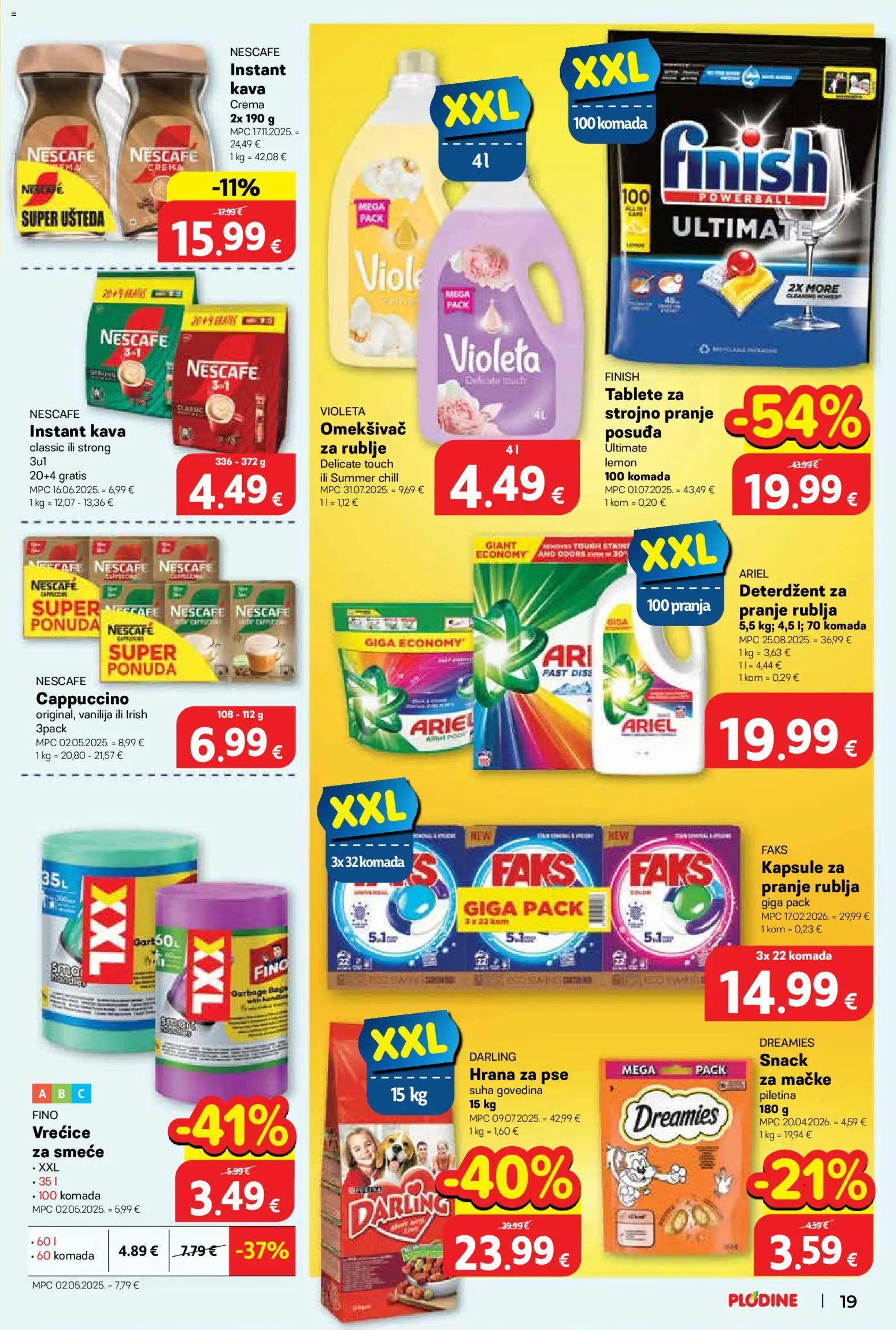 Plodine katalog | vrijedi od 13.05.2026 | Stranica: 19 | Proizvodi: Faks, Hrana za pse, Govedina, Kapsule za pranje rublja