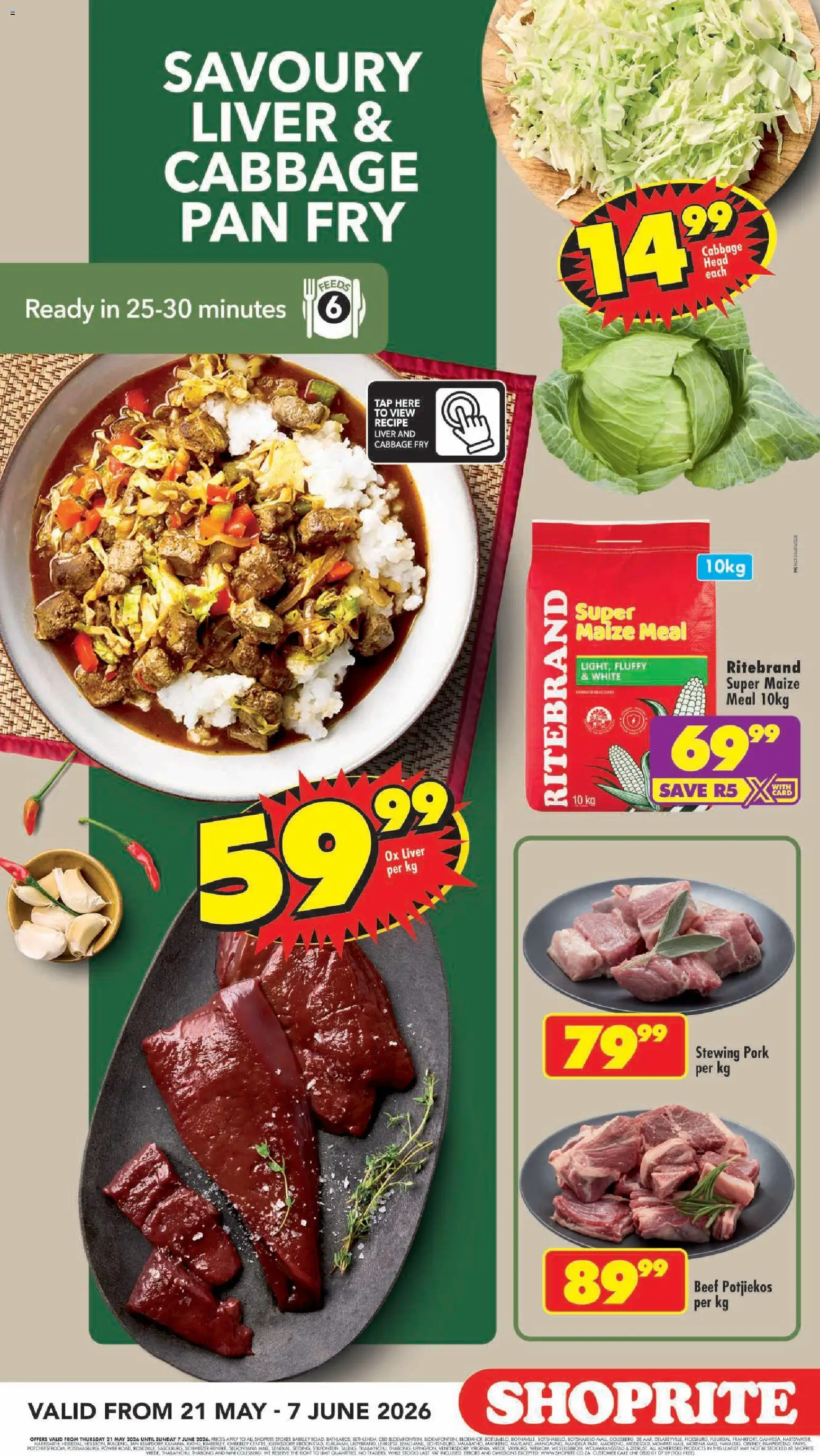 New Shoprite catalogue – valid from 21.05.2026 | Page: 6 | Products: Maize meal, Pork, Beef, Tap