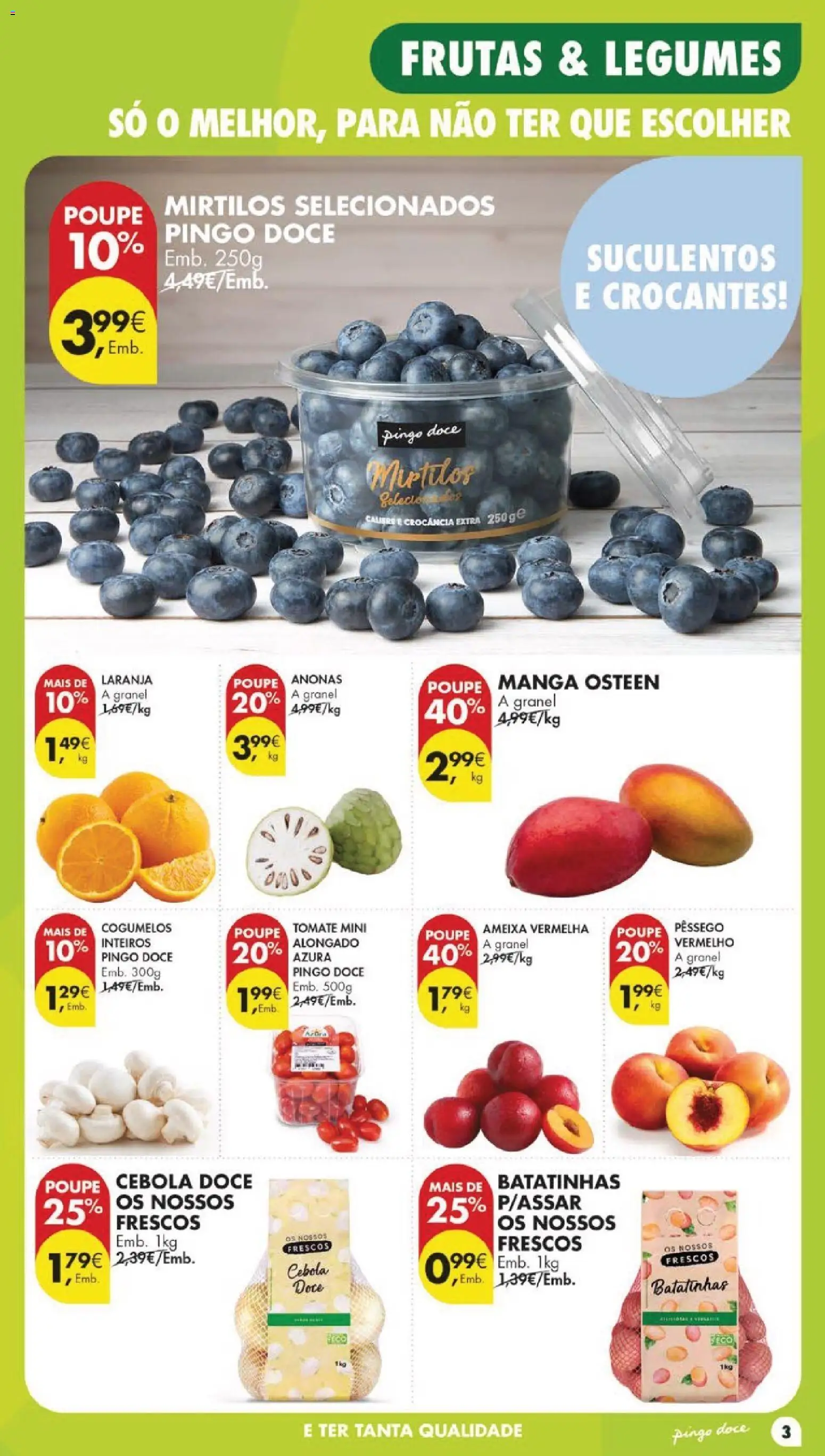 Pingo Doce Poupe Esta Semana Lojas Grandes │ válido de 22/09/2026 | Página: 3 | Produtos: Manga, Legumes, Cebola, Mirtilos