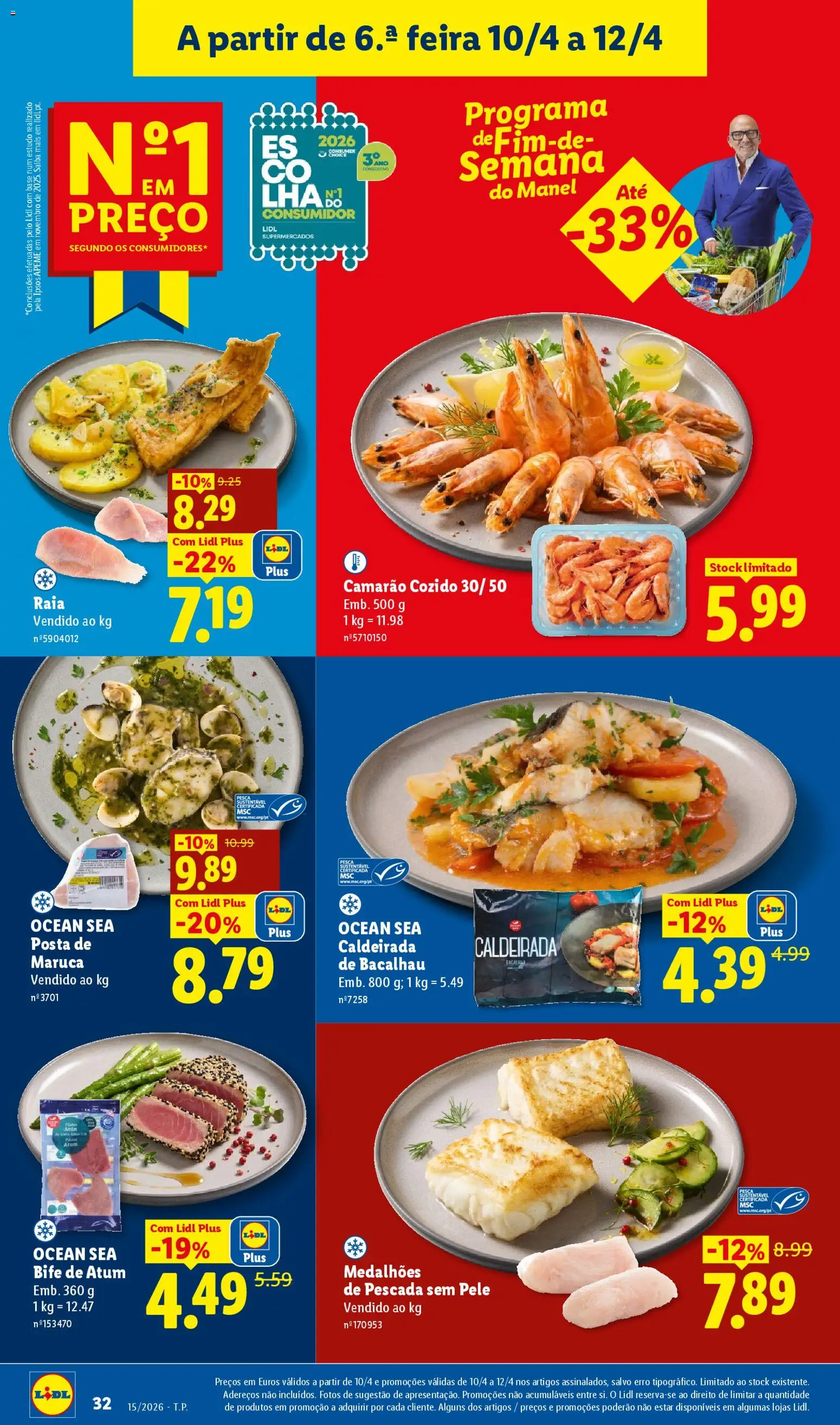 Lidl folheto │ válido de 06.04.2026 | Página: 32 | Produtos: Atum, Pescada, Camarão, Base