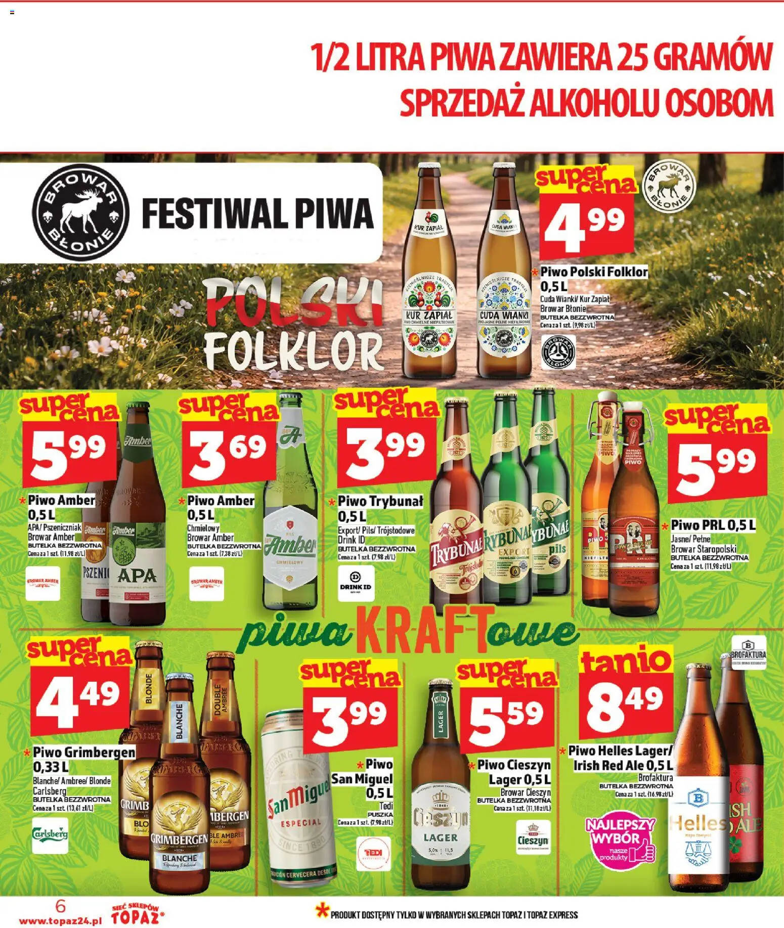 Topaz gazetka - MAZ od 16.04.2026 | Strona: 6 | Produkty: Piwo grimbergen, Piwo
