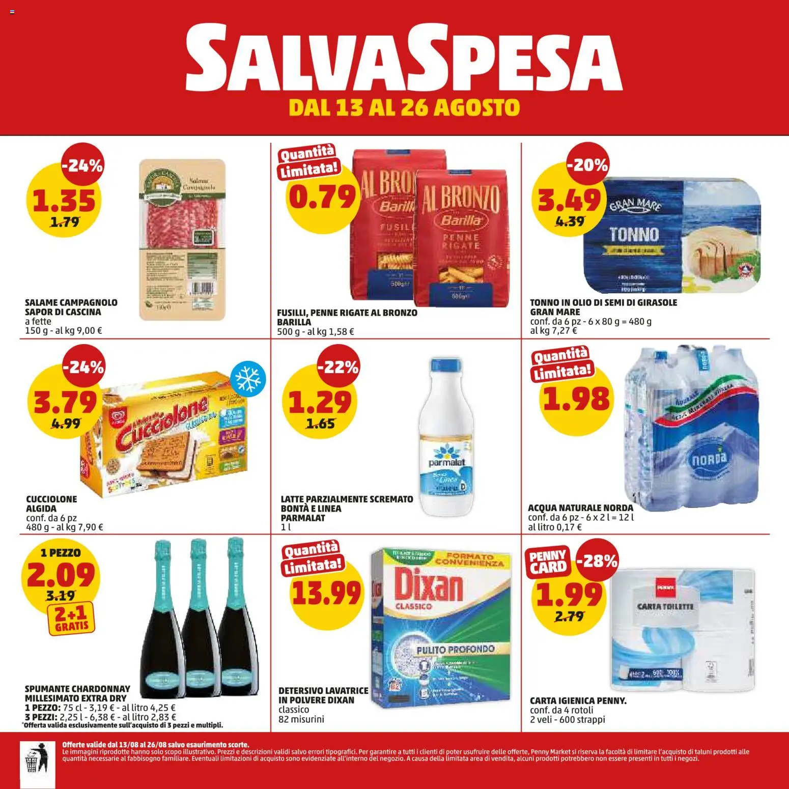 Volantino PENNY del 13/08/2026 | Pagina: 20 | Prodotti: Carta igienica, Olio, Spumante, Tonno