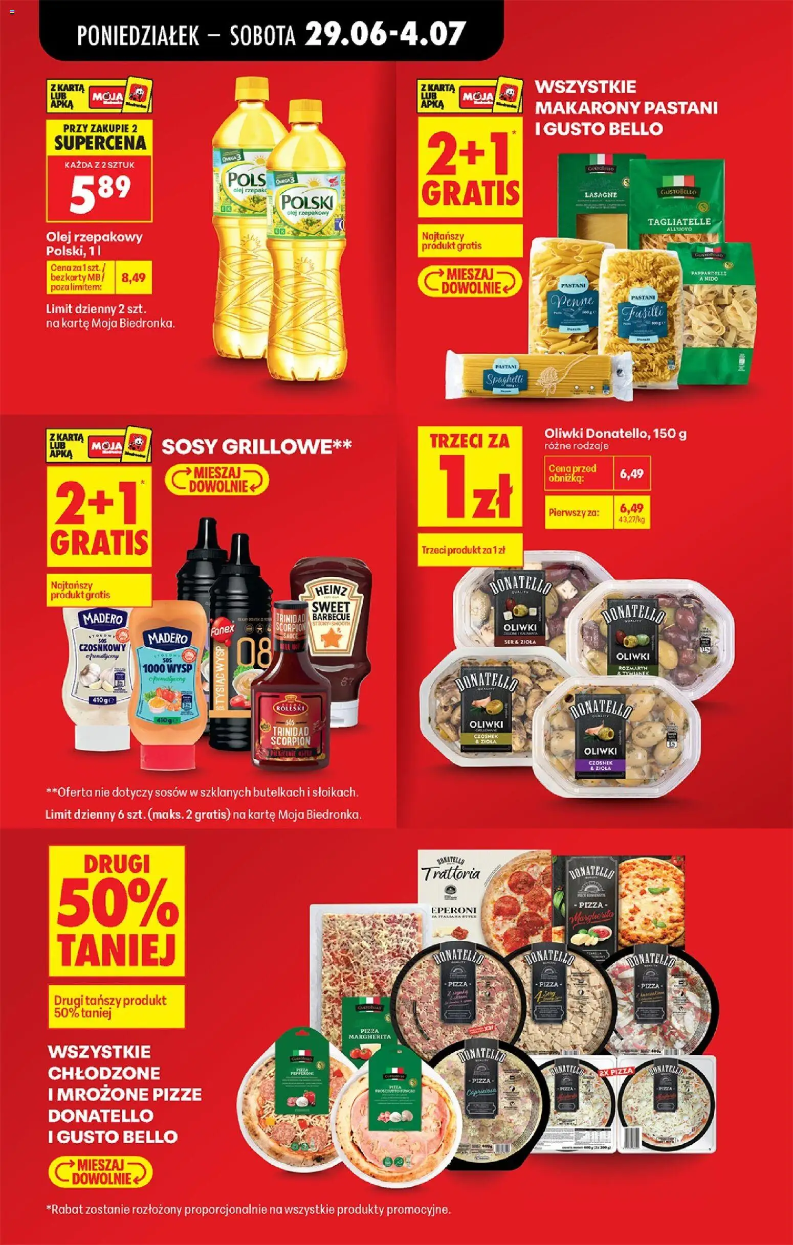 Biedronka gazetka od poniedziałku od 29.06.2026 | Strona: 15 | Produkty: Karta, Olej rzepakowy, Ser, Pizza